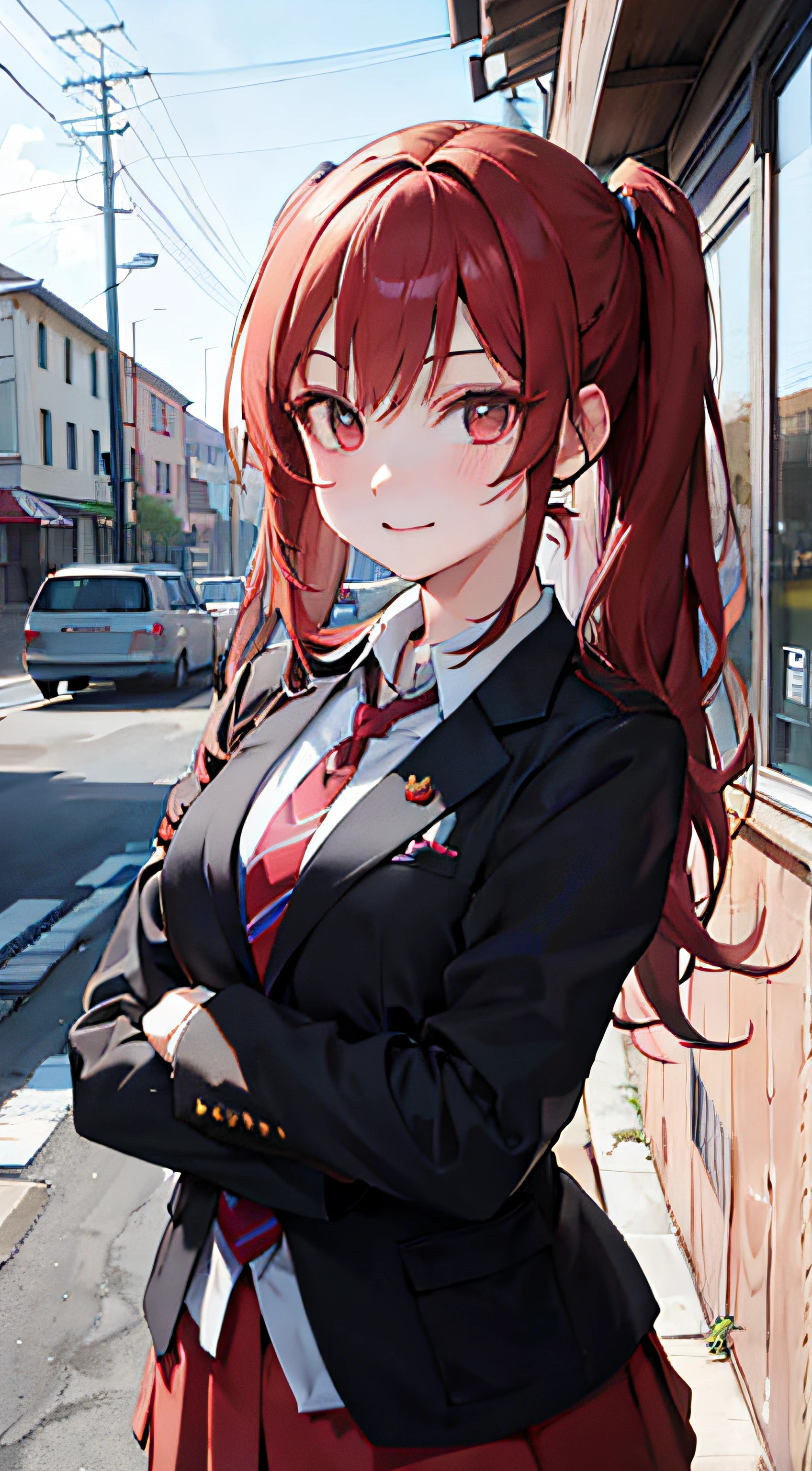 anime girl, mouth closed, poker face