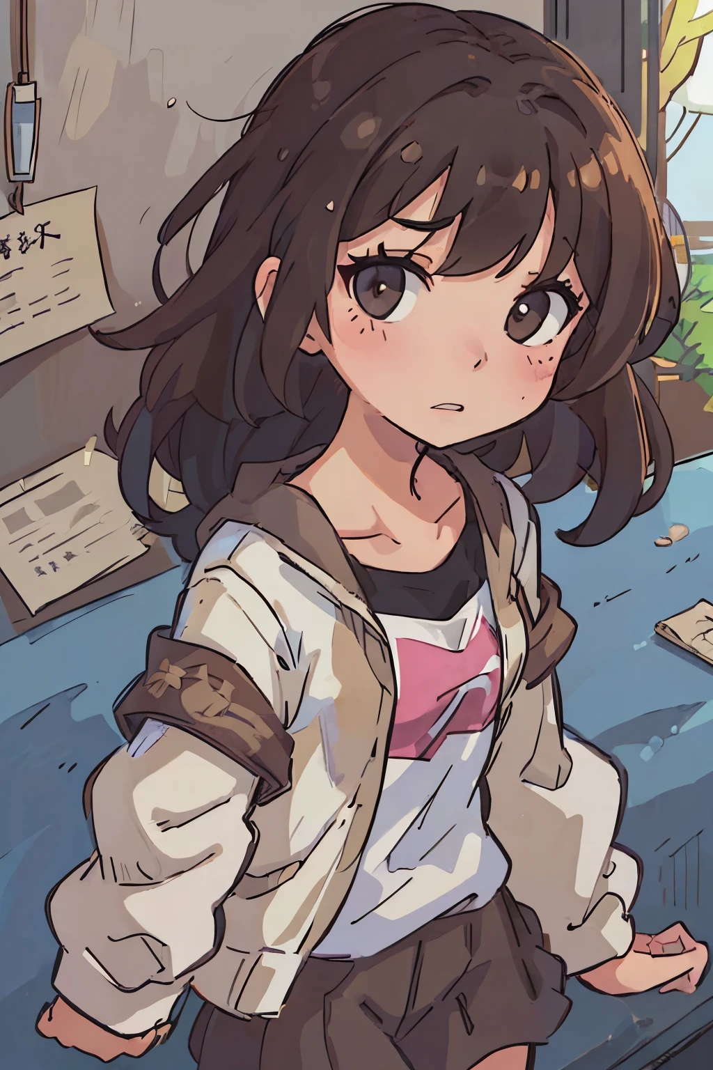 girl with、heroine、bobhair、Brown hair
