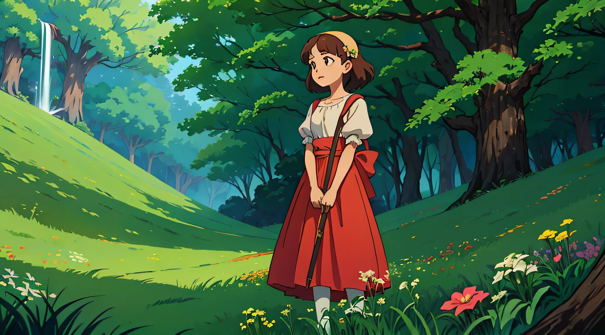 Folhas, Ramos, na floresta, fechar para cima, cinemactic, pequena fada voando, Pirilampos, beautiful composition, Ghibli Style Studios, no people