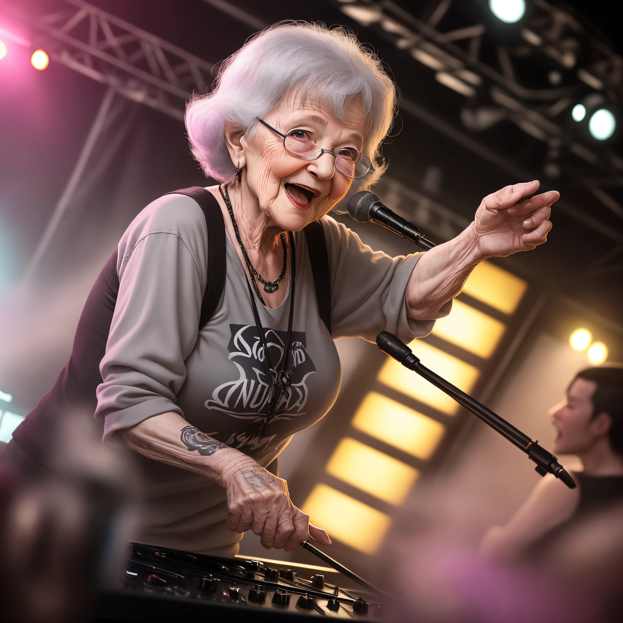 grandma at a nu metal show