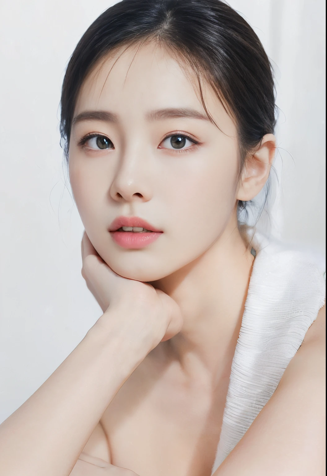 (masterpiece, top-quality, bestquality, looking at the audience, light makeup, Realism, photo-hyper-realistic, Professional color correction, 10, F2.4 apertures, 35mm lens., realistic realistic face, Includes only the facial area..,Skincare style,Korean girl, 20 years old