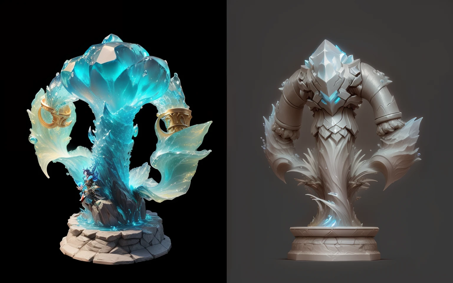 World of Warcraft water elemental creature，Lovely wind，Playful pose，Holding a water balloon in hand，zbrush competition champion, ZBrush Central Competition Champion, resin statue, Detailed digital 3D art, Trending on Polycount, upscaled to high resolution, glyptic, digital sculpting, Zbrush art, 3d game art, 3d game art, resin miniature, blizzard concept artists