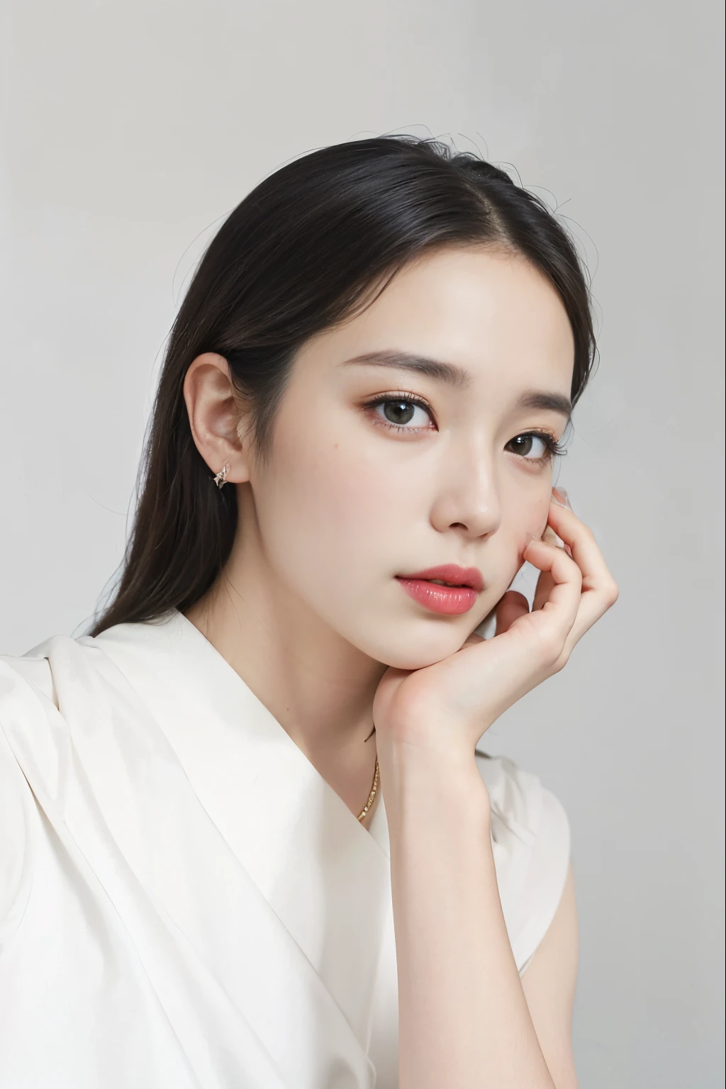 (masterpiece, top-quality, bestquality, looking at the audience, light makeup, Realism, photo-hyper-realistic, Professional color correction, 10, F2.4 apertures, 35mm lens., realistic realistic face, Includes only the facial area..,Skincare style,Korean girl, 20 years old