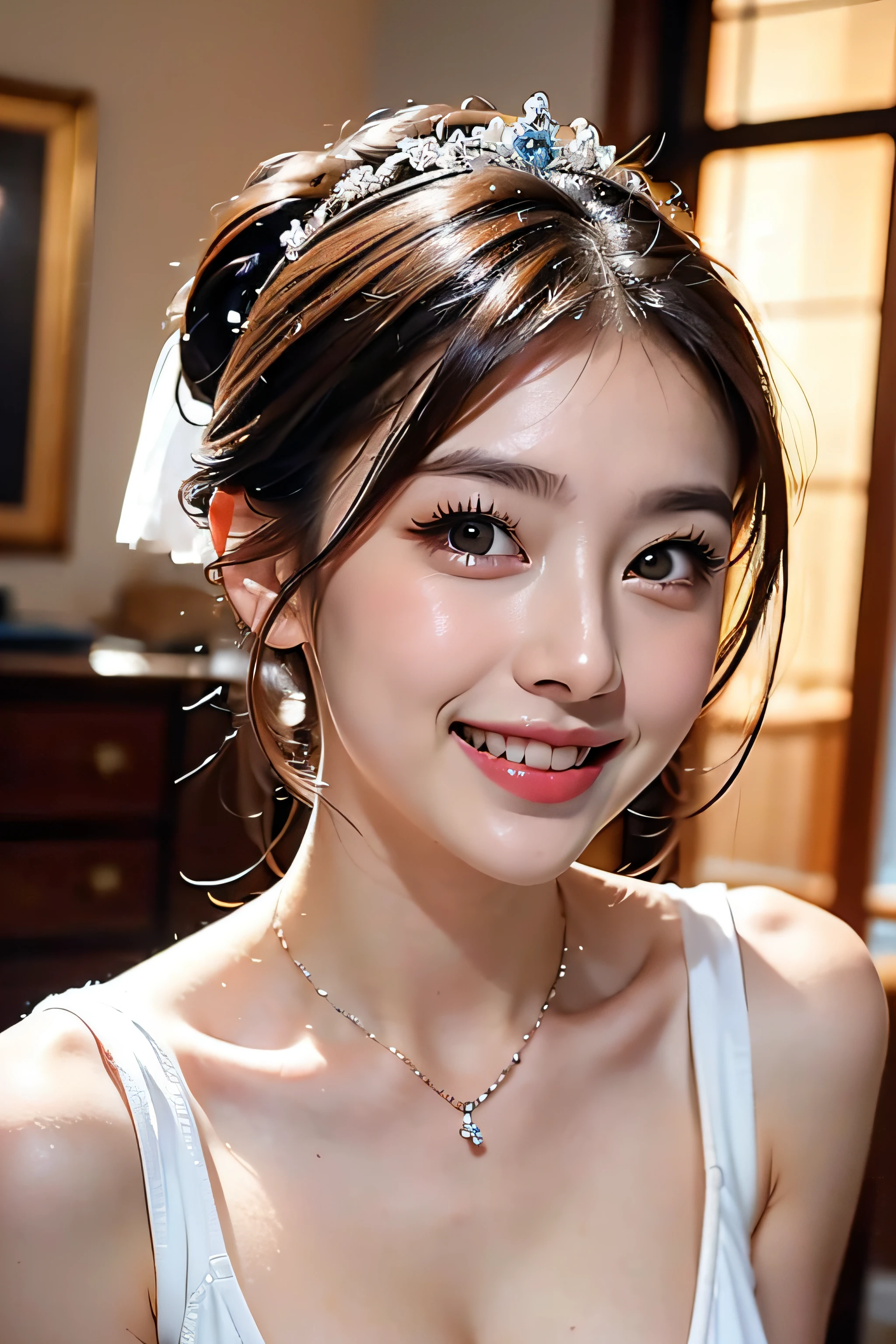 ((The Ultimate Beautiful Japan Married Woman))、Mature、Beautiful facial features、(Big eyes:1.3), Brown-eyed、Detailed lips, inely detailed beautiful eyes, Double eyelids, long eyeslashes、(Huge breasts), (Curve), cparted lips, (Beautiful teeth alignment), red blush, a captivating gaze、Seductive smile, (brunette hair up), (sexy luxury micro bikini), sexy pose, In-depth background, Background with: (Celebrity mansion bedrooms)、Realistic backgrounds and accessories、((Cowboy Shot))、(Advanced depth of field)、((masterpiece))、((top-quality))、a picture、Realisticity、Photorealsitic、high-level image quality、ultra-detailliert、Realistic lighting, realisitic