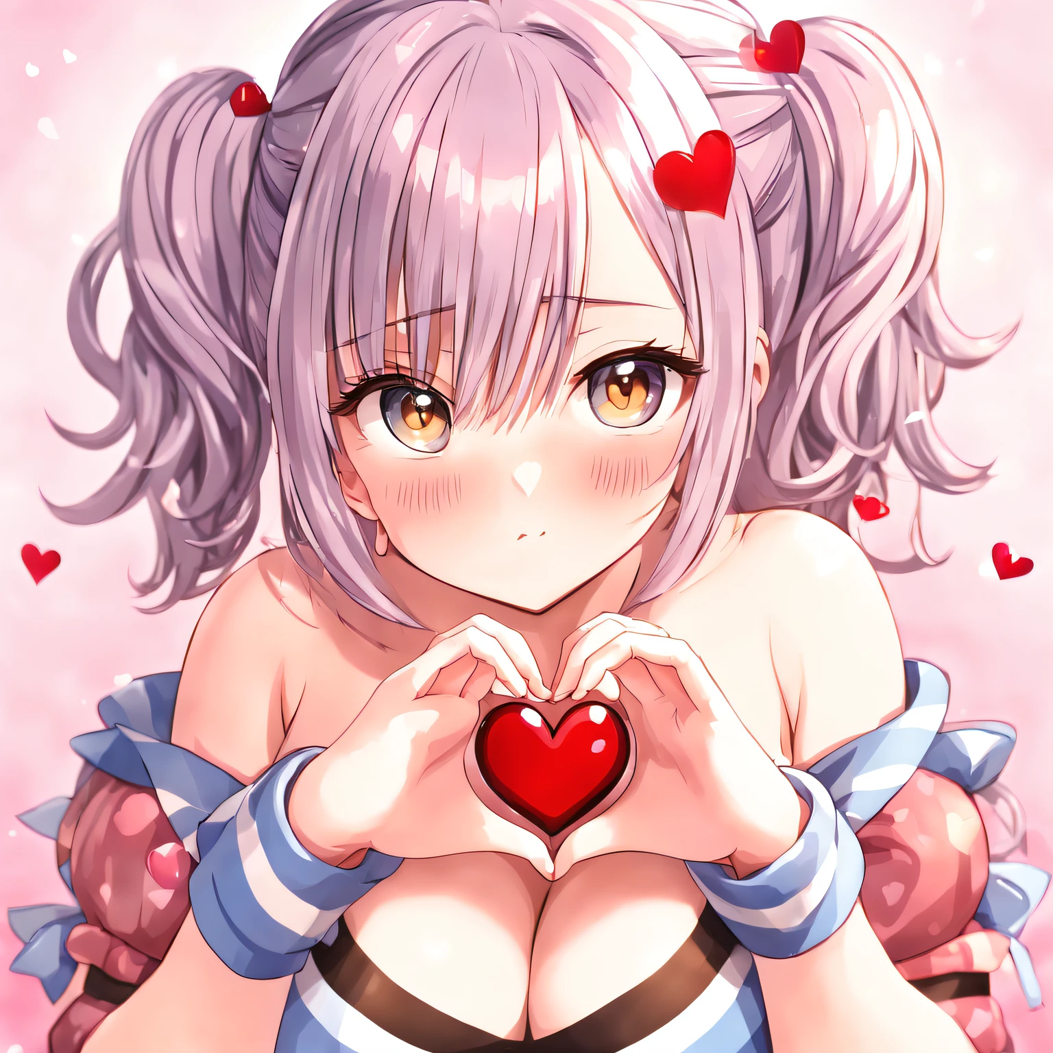 1个Giant Breast Girl,heart shaped hands,maam, Akwa, Striped hair,