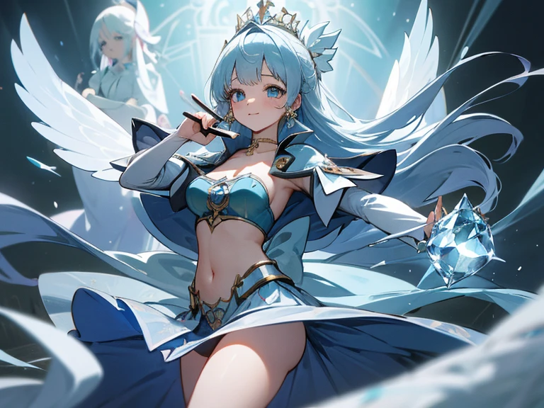1 woman、Hair that shines like pale aquamarine、fluffy and soft hair、Sparkling aquamarine eyes、爆乳、Too large breasts、Seductive breasts、Sheer underwear、Tiara of the Goddess、goddess god々Feeling、lace cape、aquamarine choker、Castle Room、Long Lace Bale、Ruffles and ribbons、A smile、The upper part of the body、long to, A glowing wand made of aquamarine and crystals.、Wings encrusted with aquamarine、A benevolent look、Aquamarine brilliance、Eternal brilliance、Too large breasts、爆乳、puffy chest、Cinderella's Castle、Navel Ejection、I can see my nipples