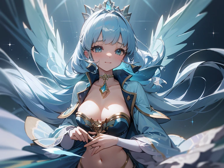 1 woman、Hair that shines like pale aquamarine、fluffy and soft hair、Sparkling aquamarine eyes、爆乳、Too large breasts、Seductive breasts、Sheer underwear、Tiara of the Goddess、goddess god々Feeling、lace cape、aquamarine choker、Castle Room、Long Lace Bale、Ruffles and ribbons、A smile、The upper part of the body、long to, A glowing wand made of aquamarine and crystals.、Wings encrusted with aquamarine、A benevolent look、Aquamarine brilliance、Eternal brilliance、Too large breasts、爆乳、puffy chest、Cinderella's Castle、Navel Ejection、I can see my nipples