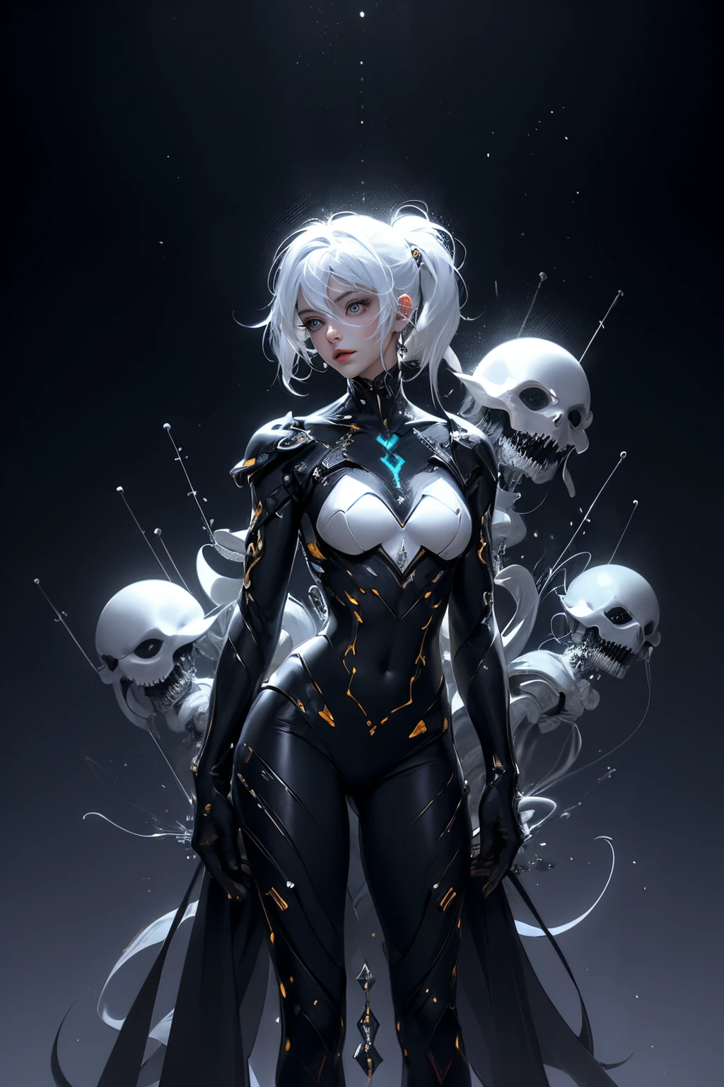 ticker mechanism, Beautiful eyes, Upper body, （Mechanic Armor）, Portrait、abyss、Lightning from Kaleidoscope Hand、flying though the air、flawless、Neon light, 8K, raw, Best Quality, masutepiece, 超A high resolution, Colorful, (medium wide shot), (Dynamic perspective), foco nítido , (depth of fields, Bokeh:1.3), extremely detailed eye and face,ninjartist, Beautiful detailed eyes、Black gold, Trimmed gear:1.2), ((masutepiece, Best Quality)), Detailed background, Inside the spacecraft、Hold your weapon、（Gray hair）、brue eyes、poneyTail、dirty、bio luminescent、lots of crescent moons、Photographed with Canon R5、Dark Fantasy,​masterpiece,connected to the plug、spectrum、Space City、Highly detailed beautiful porcelain profile female android face、Complex 3D rendering of a headset、cyborgs、roboticparts、150mm、Beautiful studio soft lights、Rim Light、Vivid details、luxuriouscyberpunk、Ren Hao、surrealistic、Anatomical、face muscles、cable electric wires、microchips、elegent、beatiful backgrounds、octan render、HR Giger Style、8K、top-quality、​masterpiece、illustratio、extremely delicate and beautiful、ighly detailed、nffsw ,Unity ,wall-paper,magnifica, Attention to detail, ​masterpiece,top-quality,Official art,Highly detailed ticker Unity 8K wallpapers、机器人、Silver Halmet、((full body Esbian))