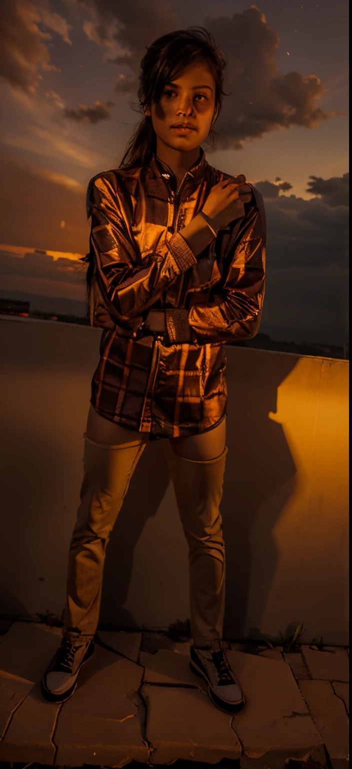 Set the background with sunset photography
