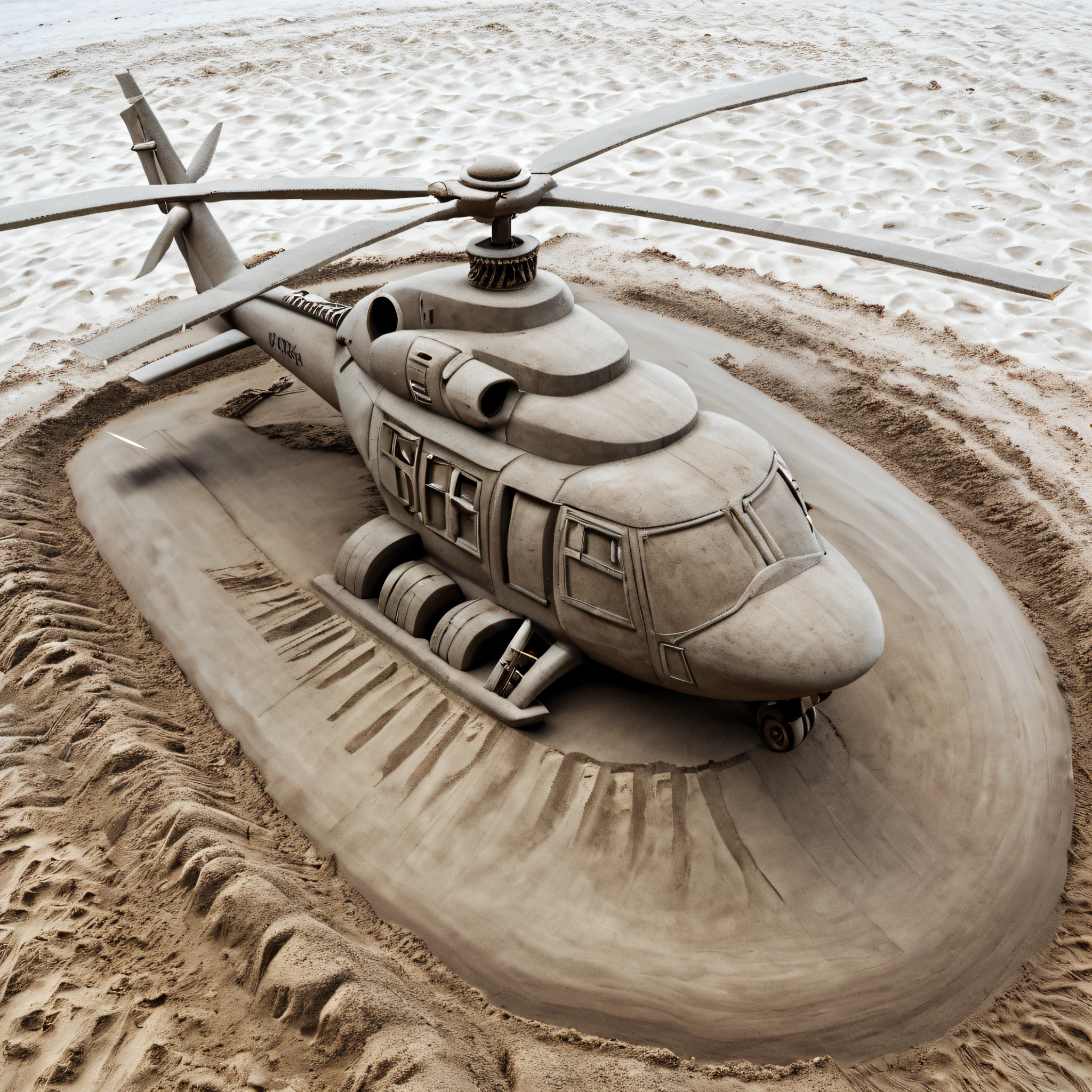 Sand sculpture style, helicoptere