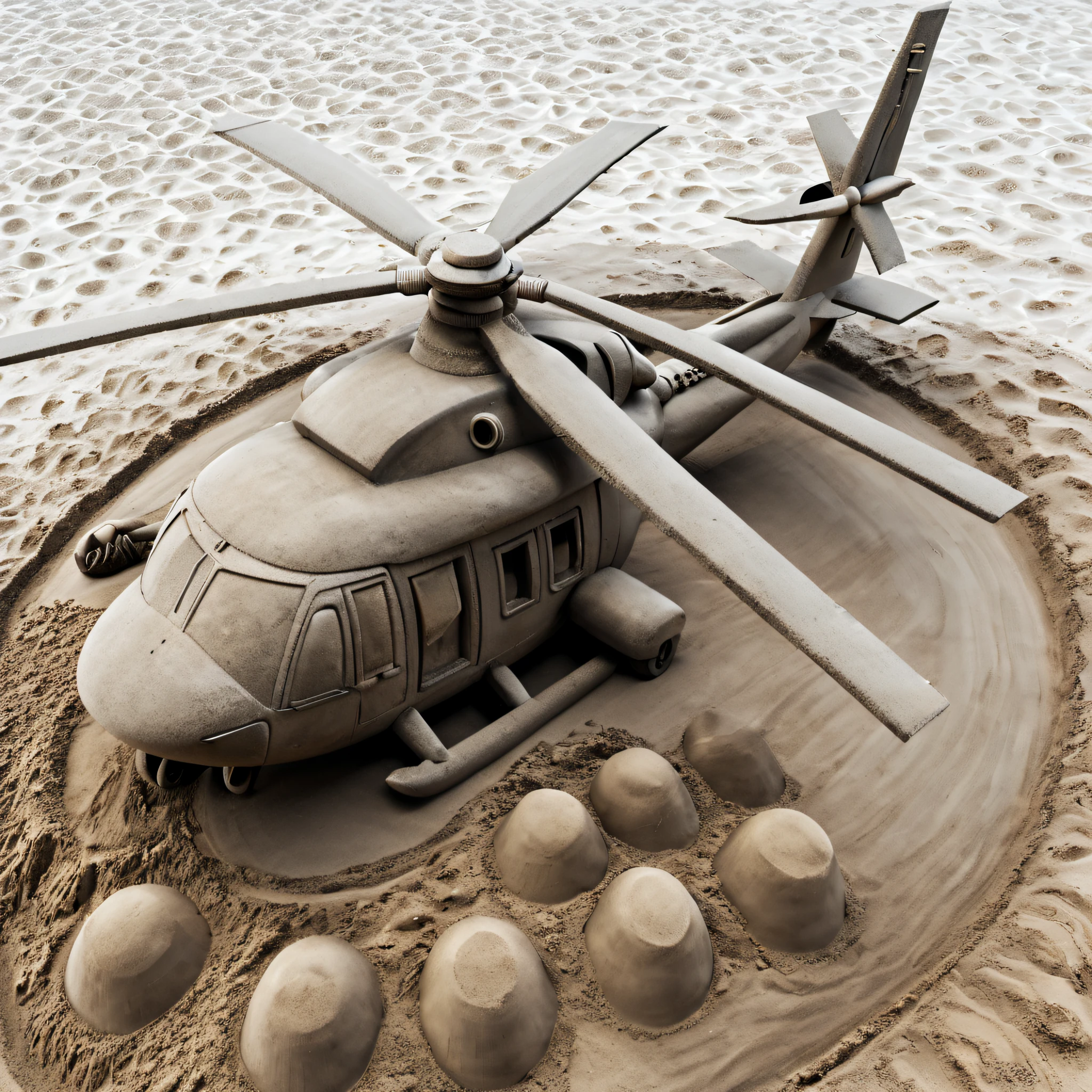 Sand sculpture style, helicoptere