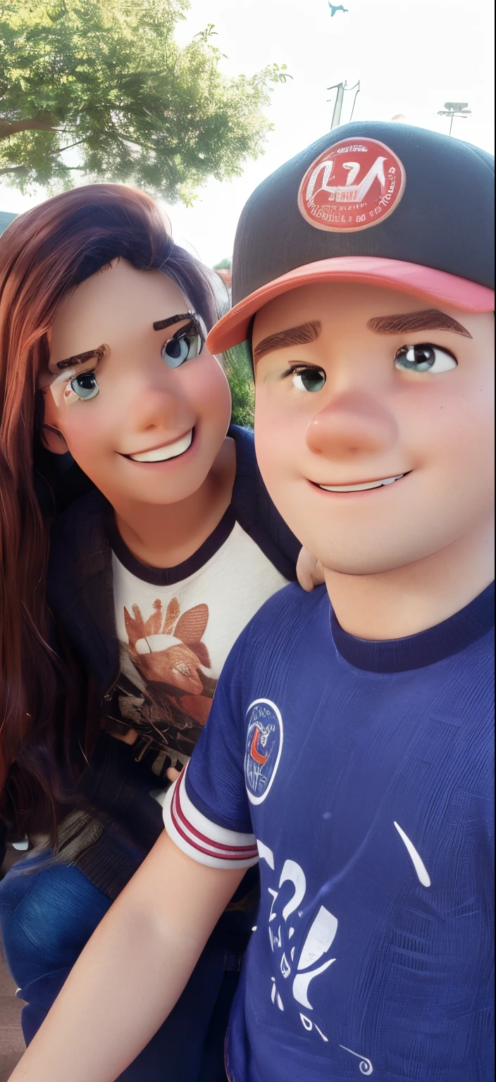 Pixar style young people hugging high quality image high resolution