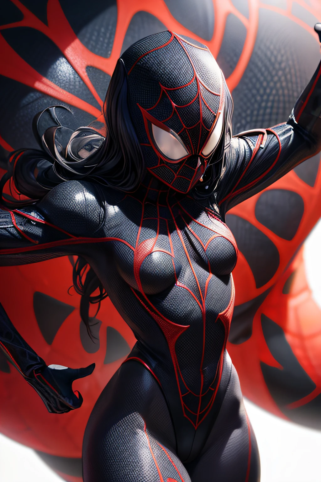 african girl, black skin, comic accurate Miles Morales Spider Man costume, black spandex, combat stance, highly detailed, vibrant appearance, creative behavior, extremly detailed, imaginative, sensual, spontaneous, small breasts, sexi, revealing, highest quality, skin texture, intricate details, (cinematic lighting), RAW photo, 8k, masterpiece,best quality,ultra-detailed,very detailed illustrations,extremely detailed,intricate details,highres,super complex details,extremely detailed 8k cg wallpaper,