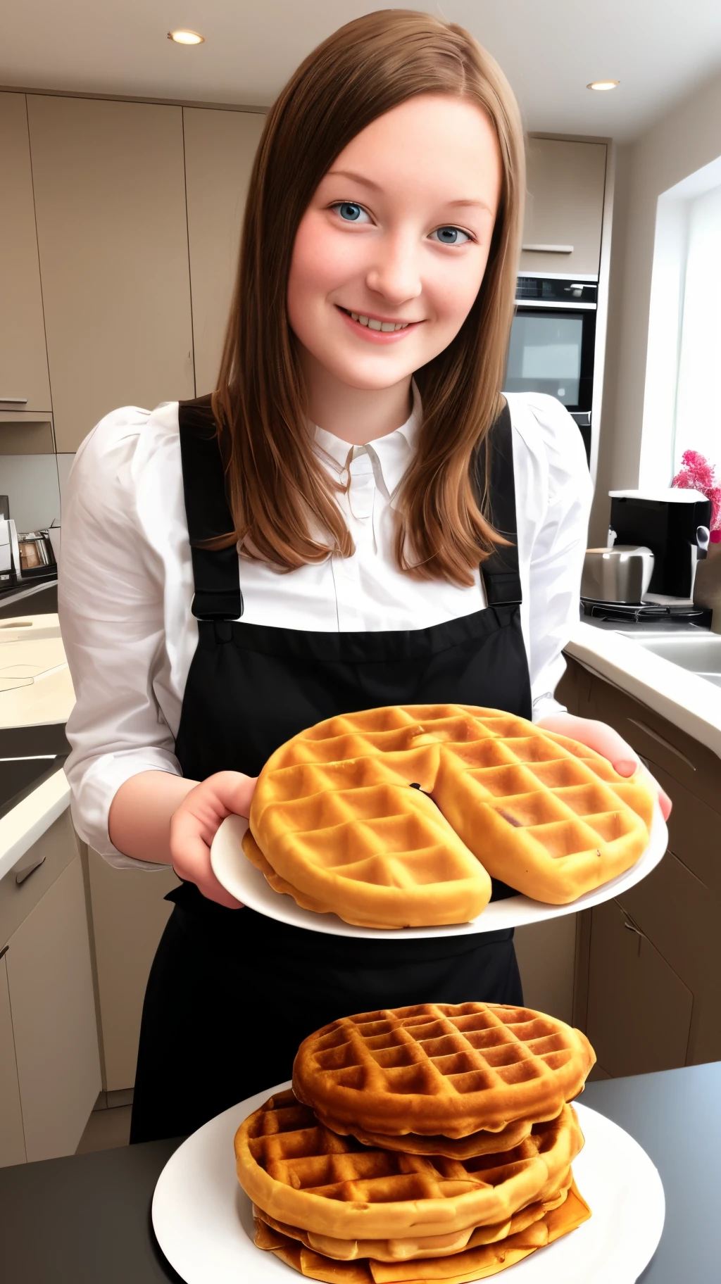 Eine junge Frau mit waffeleis