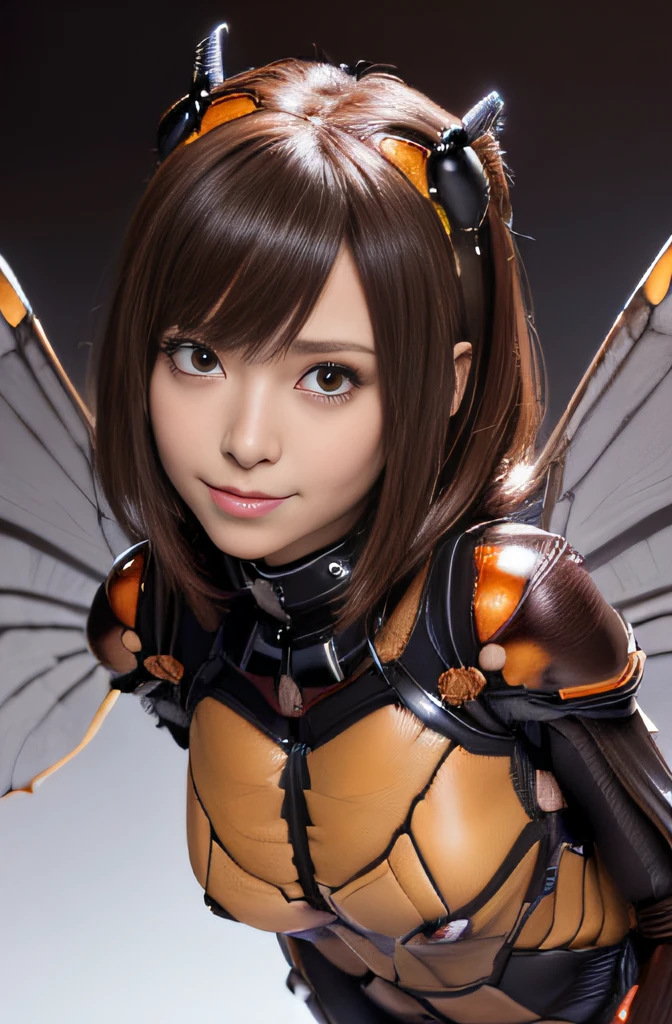 (high resolution,masterpiece,best quality,extremely detailed CG, anime, official art:1.4), realistic, photo, amazing fine details, all intricate, gloss and shiny,awesome many layers, 8k wall paper, 3d, sketch, kawaii, illustration,( solo:1.4), perfect female proportion,villainess, (fusion of dark brown cockroach and lady:1.4), (brown cockroach form lady:1.2), (brown cockroach lady:1.2), (fusion:1.2), (solo:1.4), (evil smile:1.2), muscular, abs, (cockroach brown exoskeleton bio insect suit:1.4), (cockroach brown exoskeleton bio insect armor:1.2), (brown transparency cockroach wing:1.4), (brown cockroach antennae:1.3),