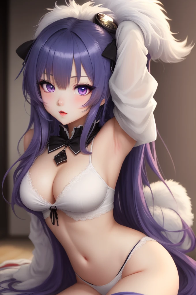Sexy anime girl with colorful eyes and hair and