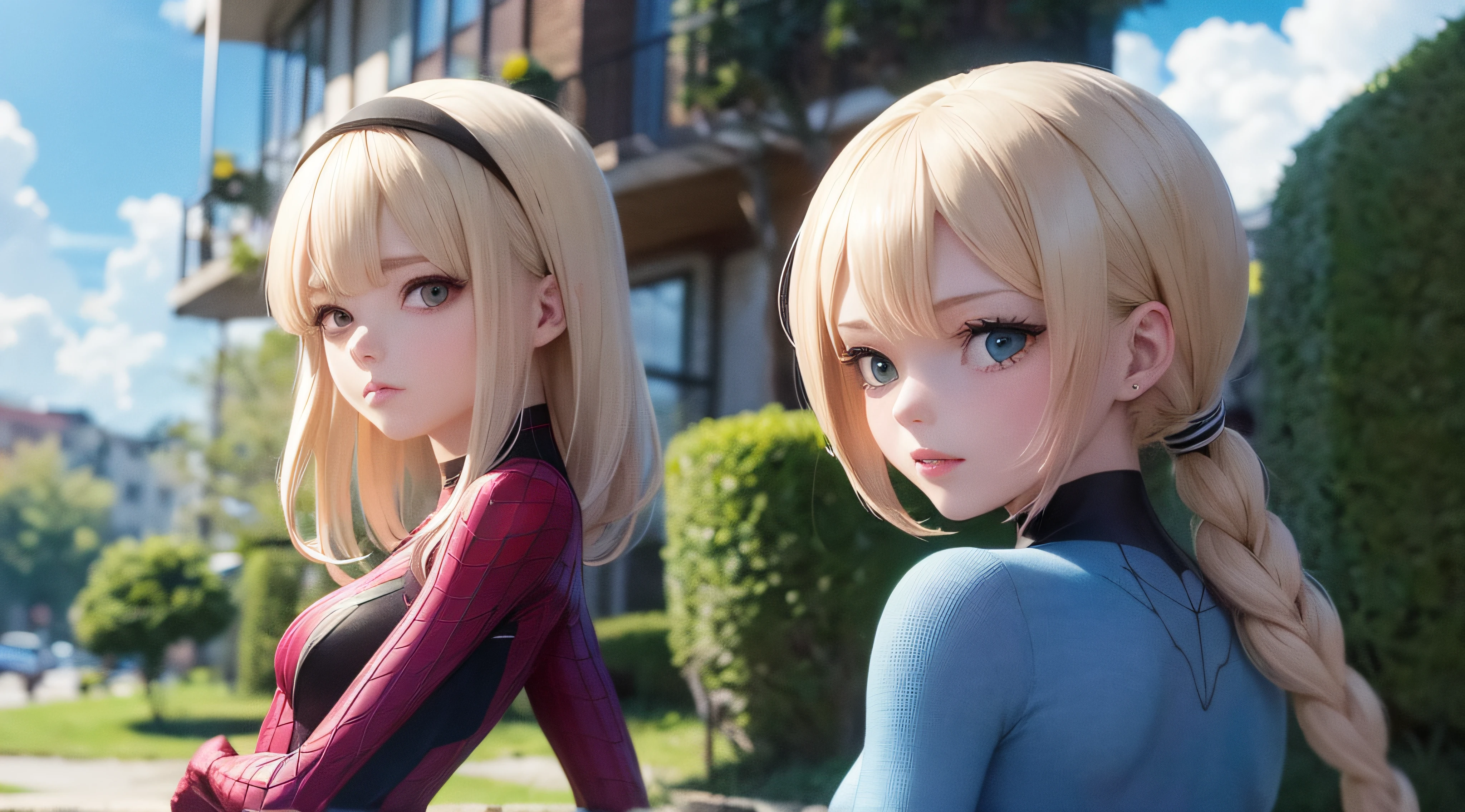 (obra prima) (perfection) (ultrarrealista | | | | |) (sem defeitos) Menina de anime gwen stacy, roupa do homem-aranha