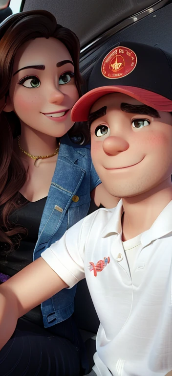 there are a young man and a young woman sitting together in a car, Lovely couple, Jose Miguel Romano Francisca, par, andres rios, zigor samaniego, Fotografia tirada em 2 0 2 0, imagem de perfil, pose de casal, Directed by: Nandor Soldier, muito definido, Fotografia selfie 8k, Casal feliz, imagem de qualidade muito baixa, Foto realista