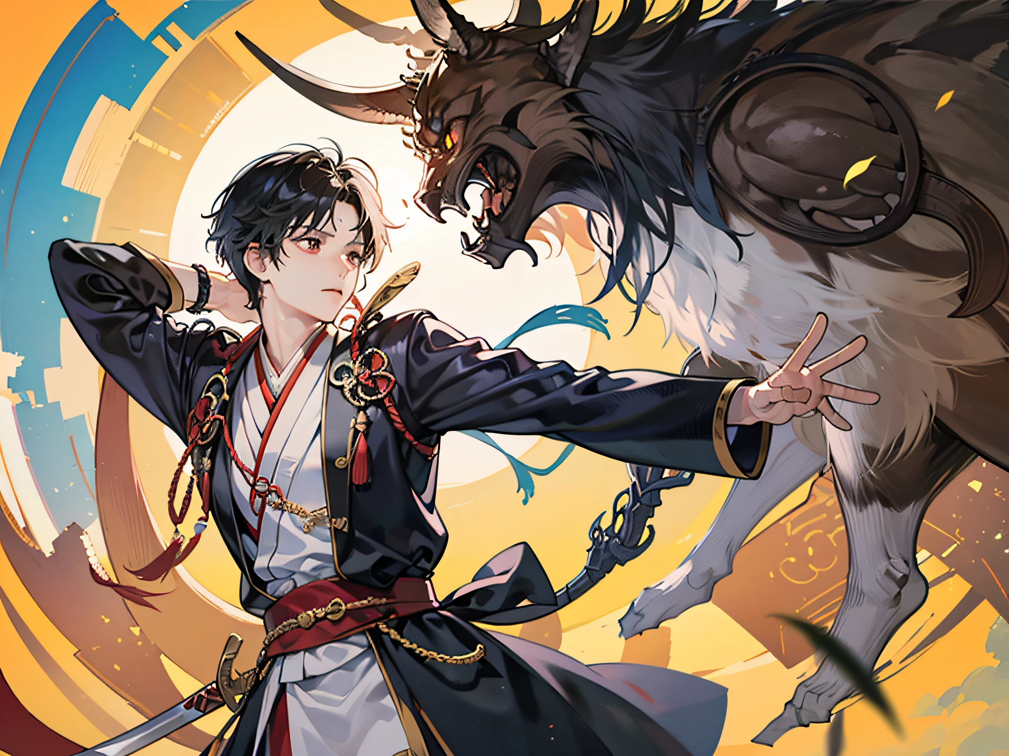 Best quality at best），Oriental detailed background，mtu，swordsman
