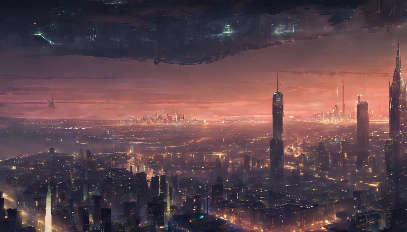A view of a city at night with a lot of lights - SeaArt AI