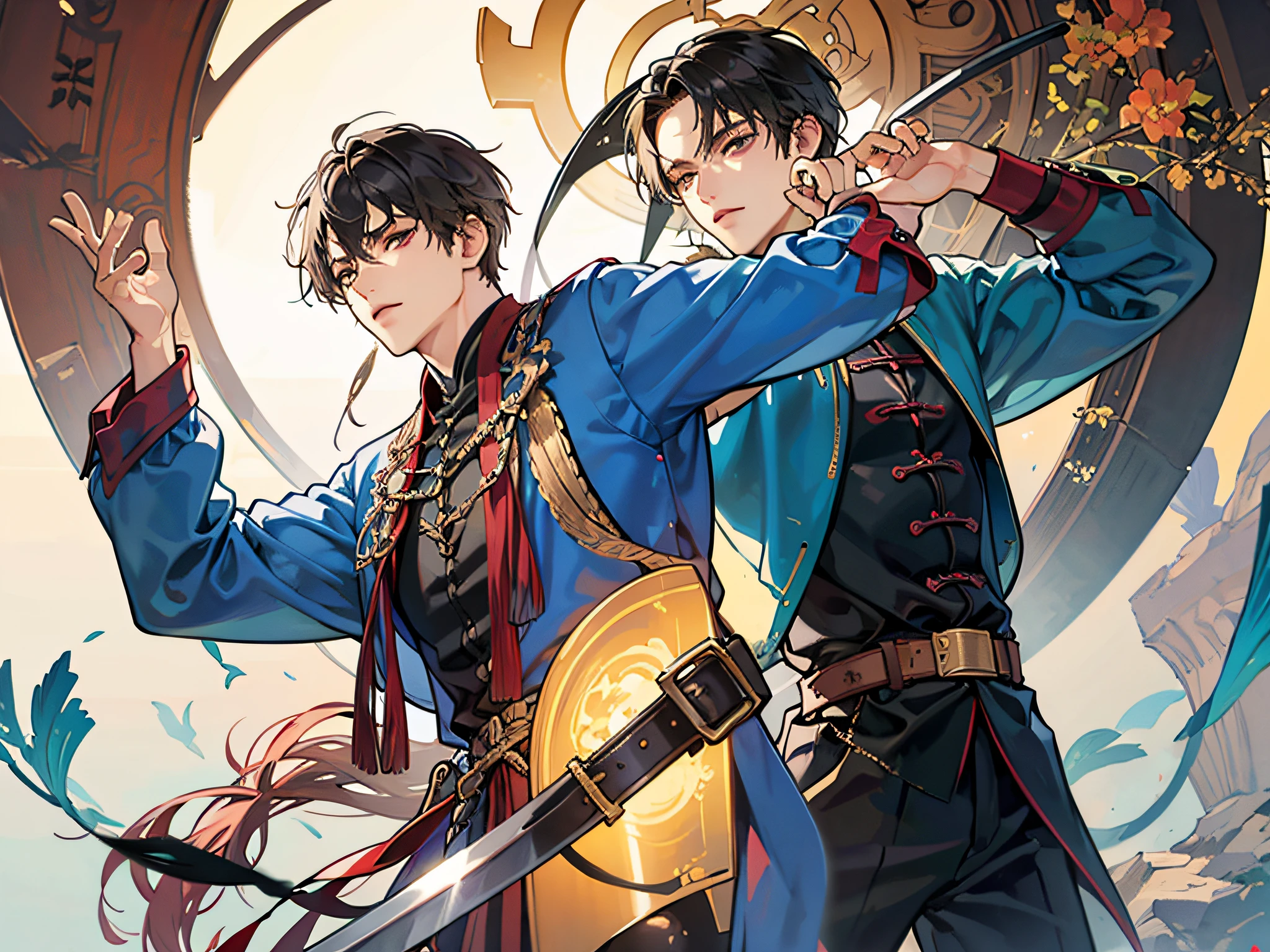 Best quality at best),Oriental detailed background,mtu,swordsman