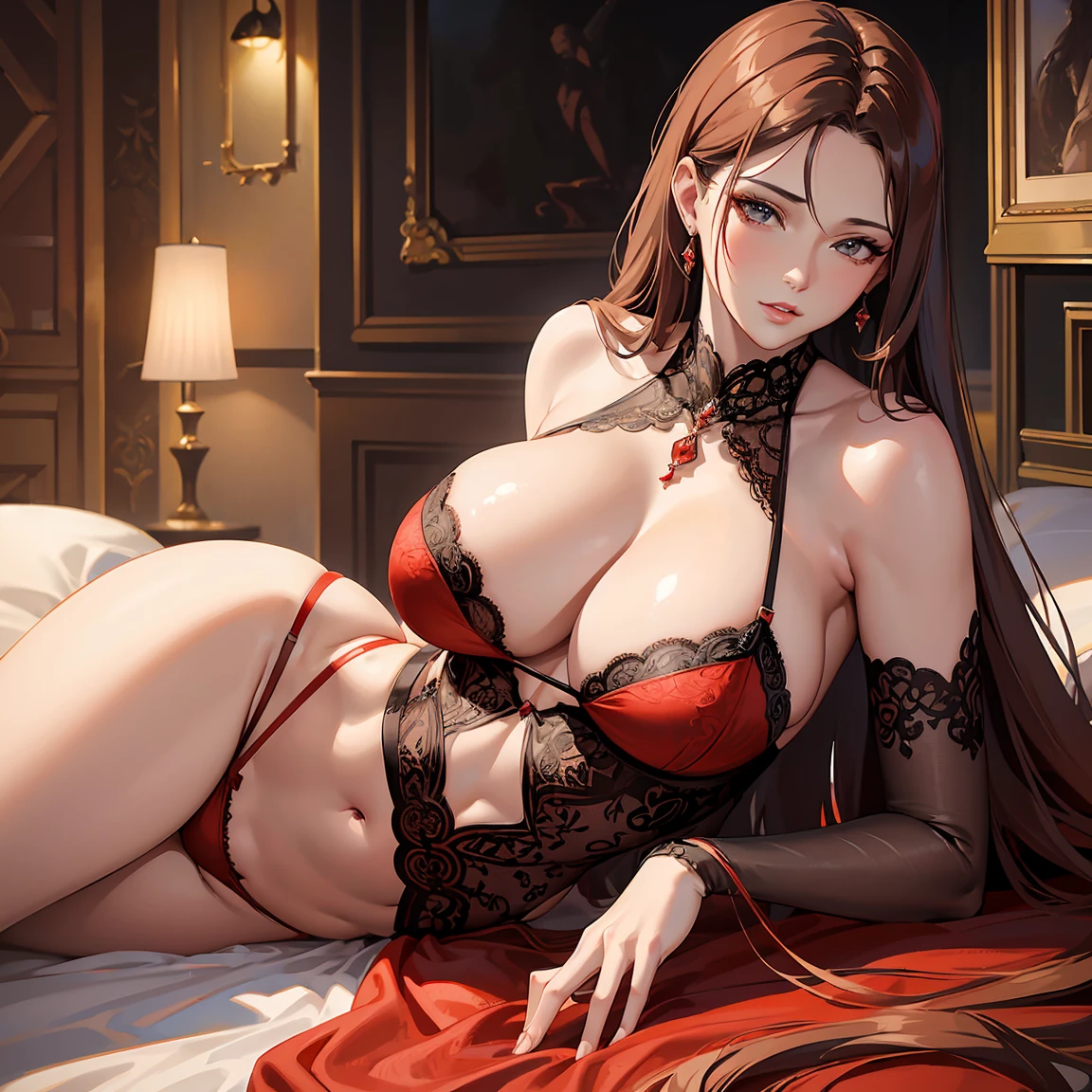 (best quality,4k,8k,highres,masterpiece:1.2), ultra-detailed, (realistic,photorealistic,photo-realistic:1.37), long hair, milf, mature, big boobs, big ass, sexy mature woman, sexy woman, woman, nice body, red head, using lingerie, sensual pose, soft lighting, seductive expression, provocative atmosphere, elegant background, delicate lace, alluring curves, intense gaze, glossy lips, flawless skin, captivating eyes, vibrant red hues, sensuous ambiance, sophisticated beauty, enticing allure, confident and mature, female goddess.