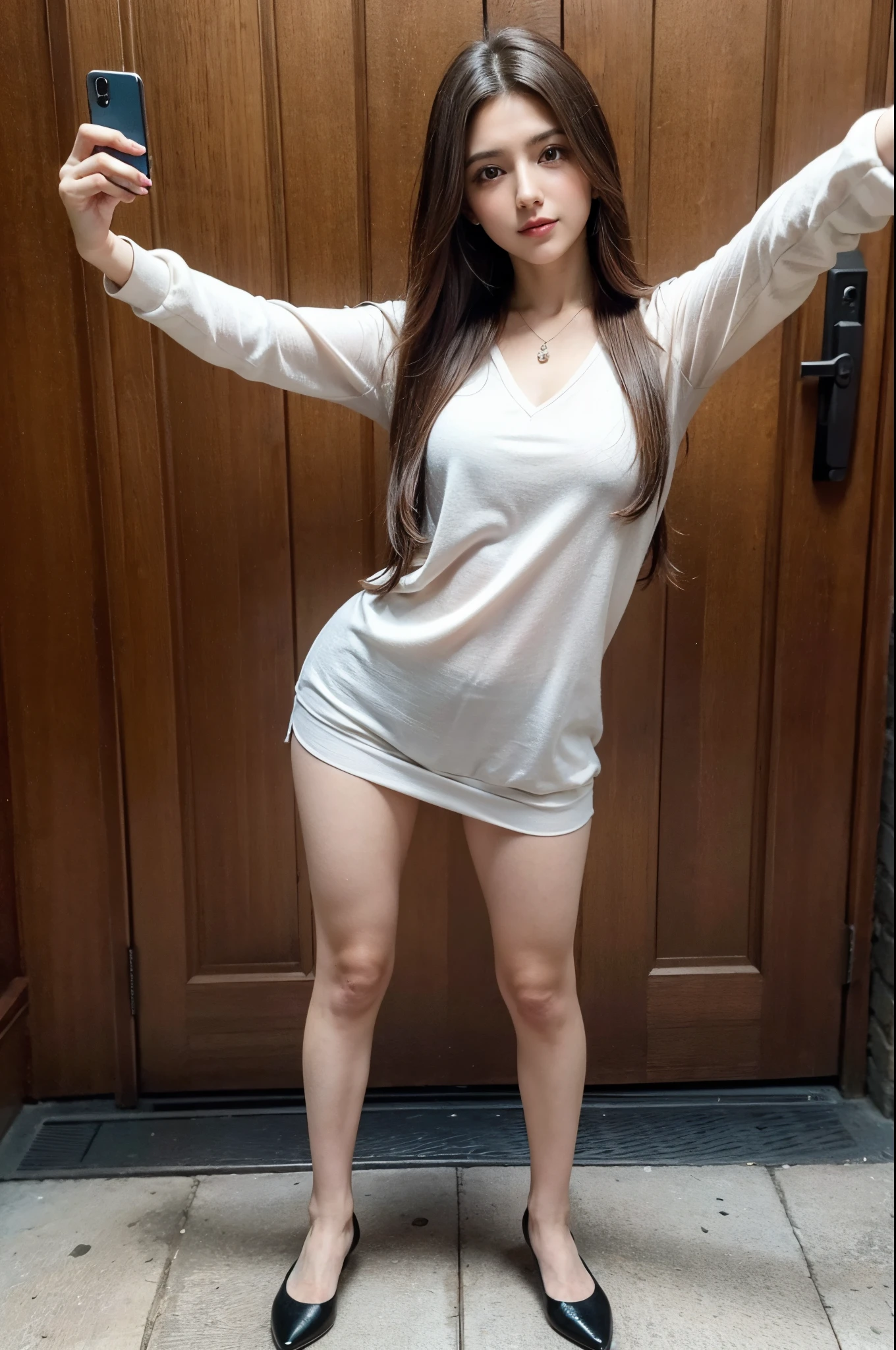 Maximo realismo,ultrarealista, ultradetallado, ultradefinido, maxima calidad de imagen,chica hermosa con las piernas abiertas desimuladamente,foto con telefono,selfie