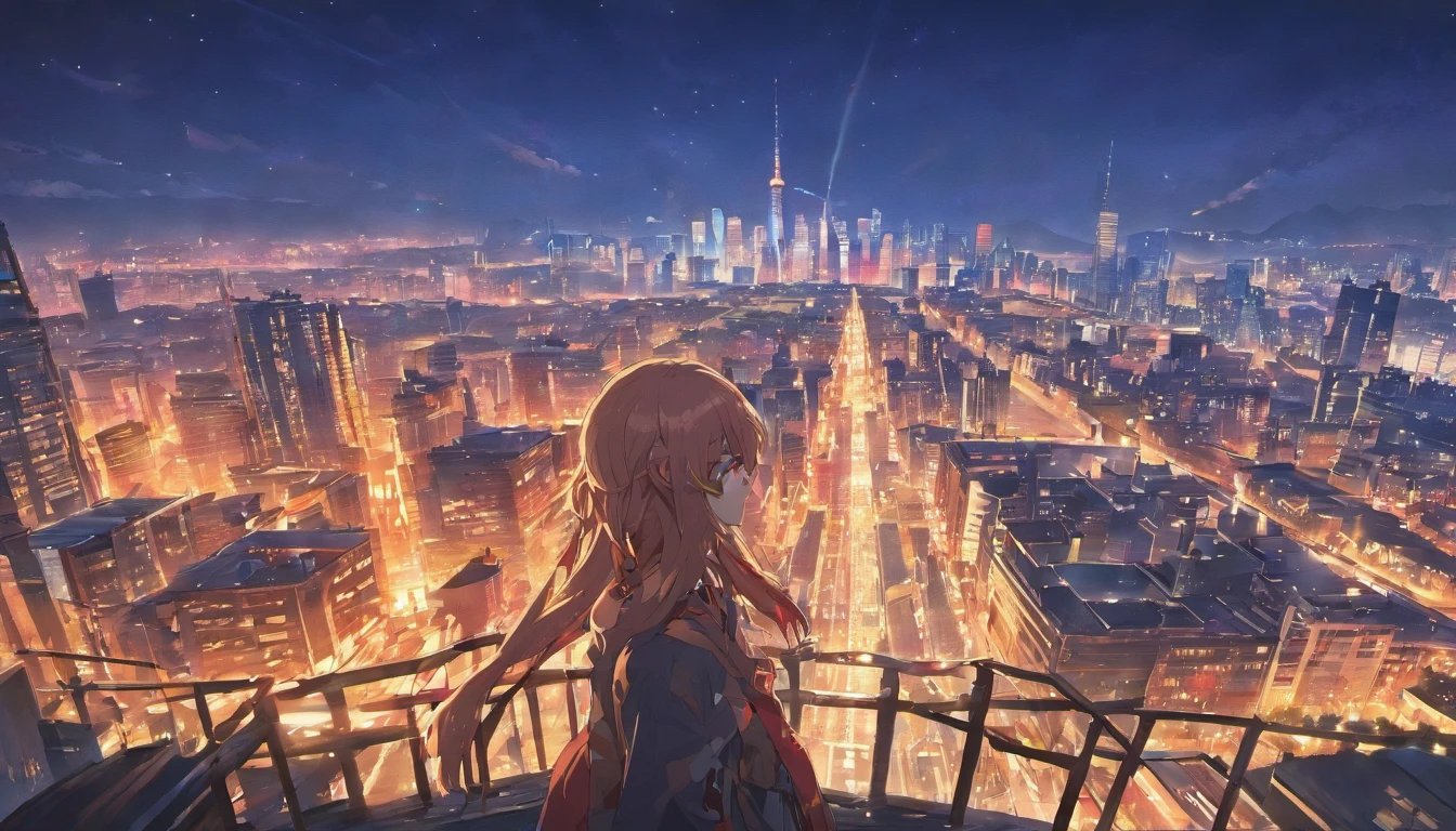 (masterpiece, best quality:1.4), cinematic light, city, cityscape, night, sky