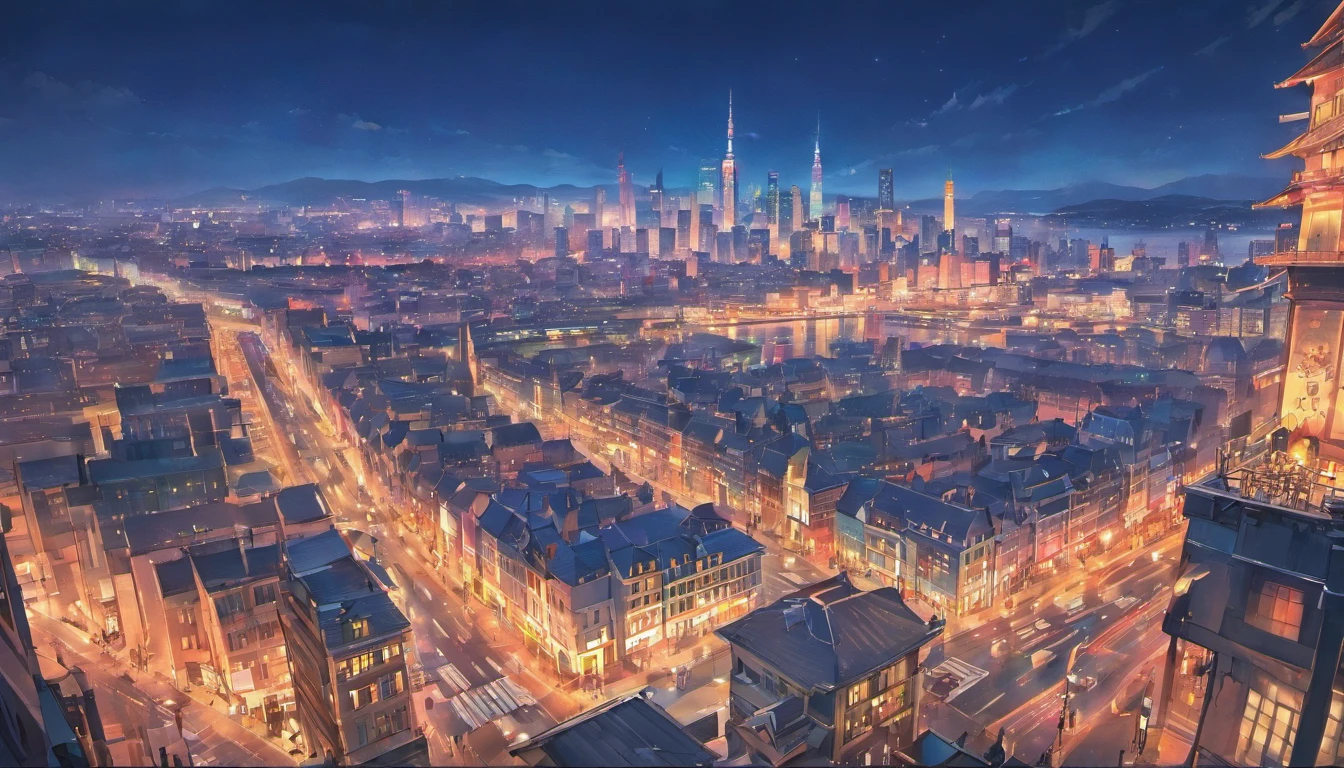 (masterpiece, best quality:1.4), cinematic light, city, cityscape, night, sky