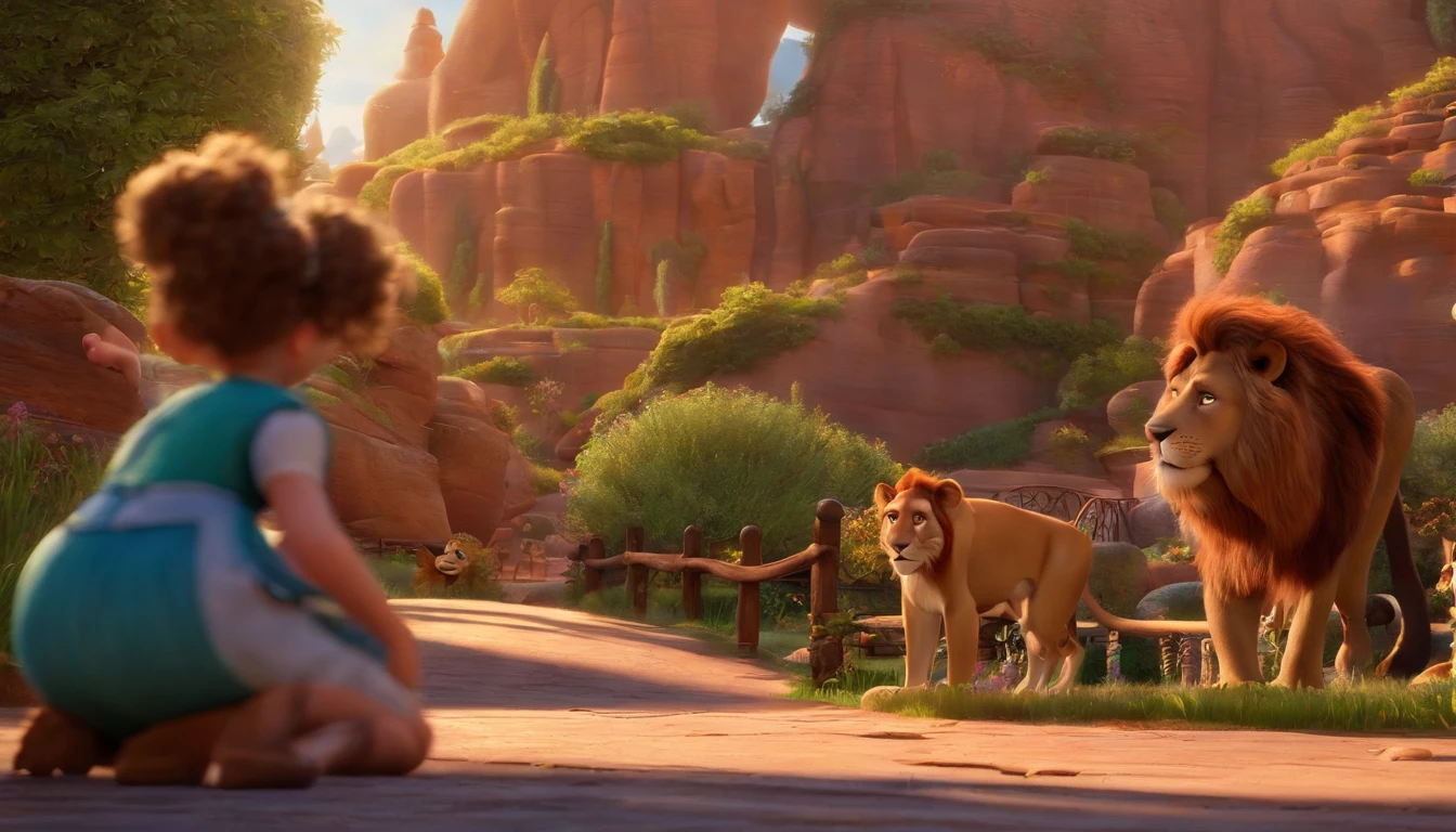 "Imagine a movie poster in the unmistakable Disney Pixar style. a pixa Disney cartoon of biblical time city in heaven very beautiful with big tall houses, bible times, a very beautiful place in heaven, birds flying in the sky, beautiful tress, animals, lions, tigers playing animated film, 3 d animated movie, animated still, animated movie, (8k) (Cinematic lighting) , photo, 3d render, cinematic, The scene is masterfully executed in Pixar's signature art style, where the expressions of the characters are the central focus. Cores vibrantes preenchem o quadro, criando uma atmosfera visualmente atraente. Textures are precisely detailed, adding depth to the image. The end result perfectly captures the distinctive characteristics of Disney Pixar animations, promising an immersive and magical cinematic experience."