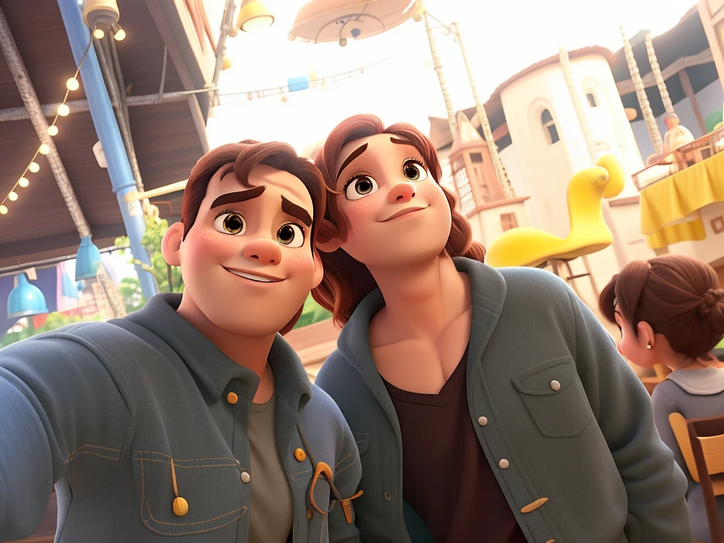 casal no estilo disney pixar, alta qualidade, melhor qualidade