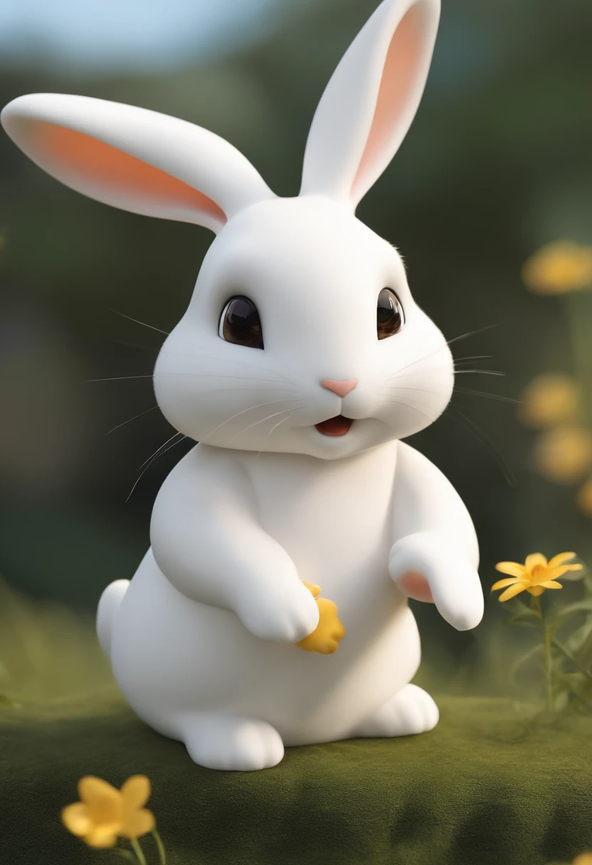 1 pcs,Rabbit who loves to eat emoticons，white colors，adolable