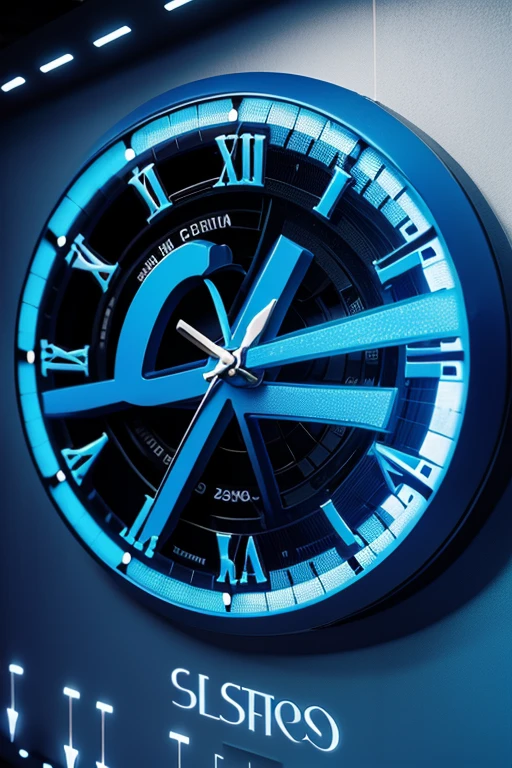create a blue Logo with the letters FSO , Logótipotipo, clock core., esportivo, 3D, cena completa filmada, Fantasia, design fractal, limpo
