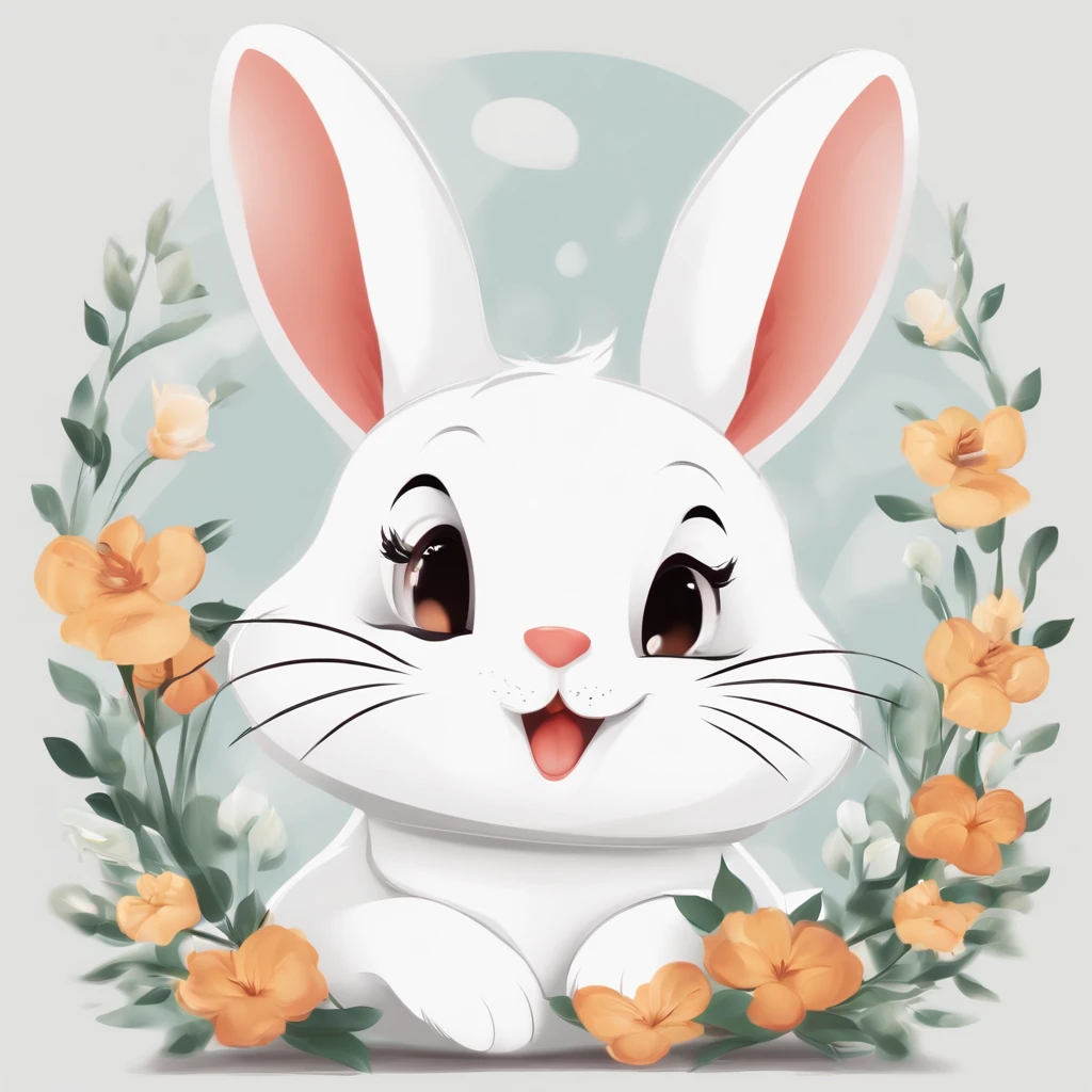1 white rabbit,emoj,anthropomorphic styles,Disney style,Black strokes,differentemotions,Multiple pos and expressions,style cute....
