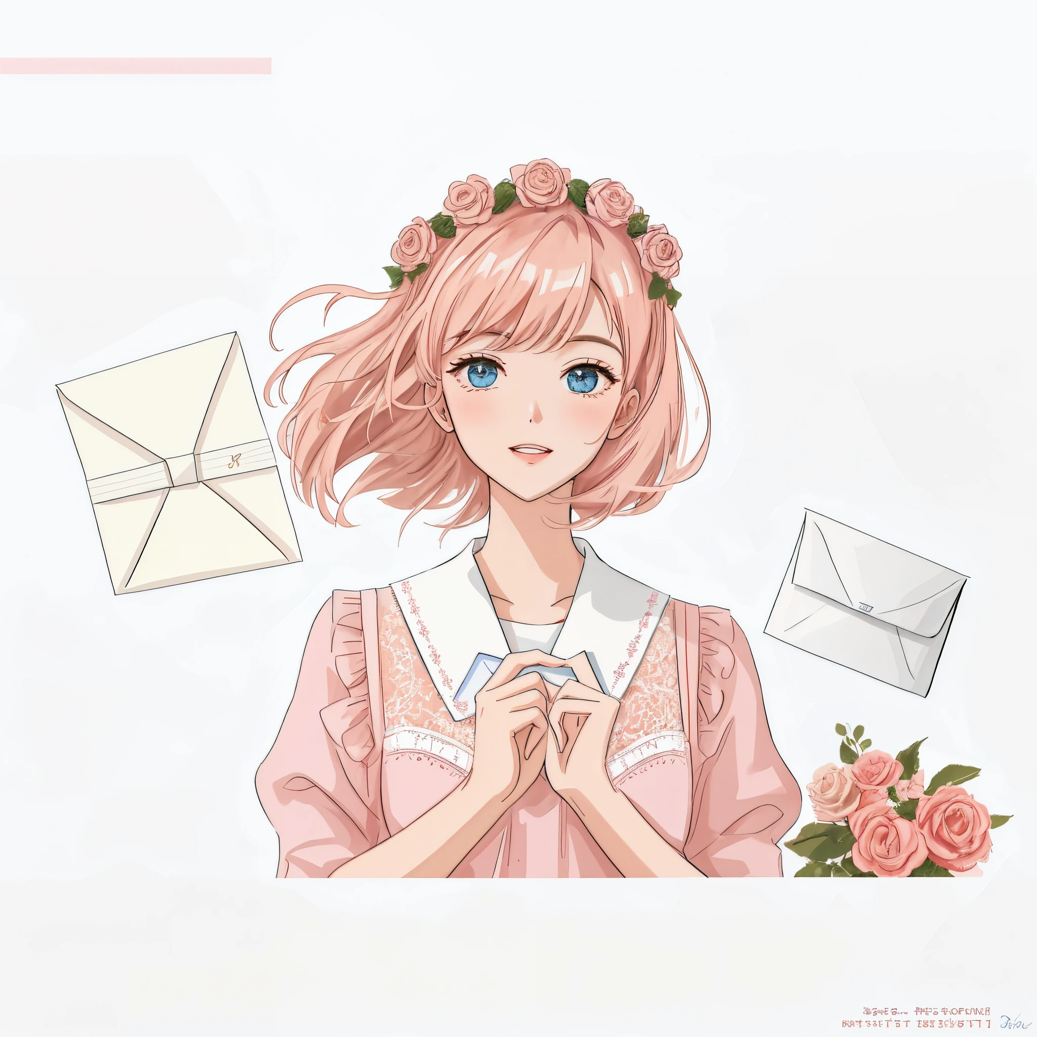 The envelope in the picture is larger in proportion，background is beautiful，The writing is also very good.，The envelope is beautiful