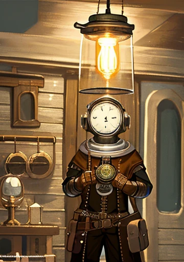 Object Head,lamp head human,Explorer,adventurer,animesque,steampunc