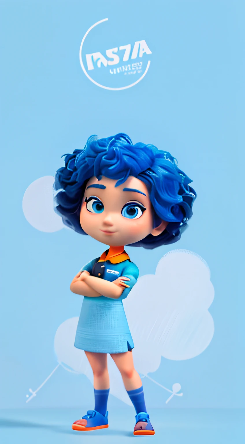 uma personagem de desenho animado com um vestido azul e cabelo cacheado em azul convidando para participar , Como um personagem da Pixar, personagem pixar bonito, Representado como um personagem da Pixar, mulher de cabelo azul curto, Personagem ideal da Pixar, no estilo da Disney Pixar, menina com cabelo azul, design de personagem bonito pixar, personagem pixar, bjork animado dreamworks, personagem bonito dos desenhos animados, official illustration best hd 8k resolution