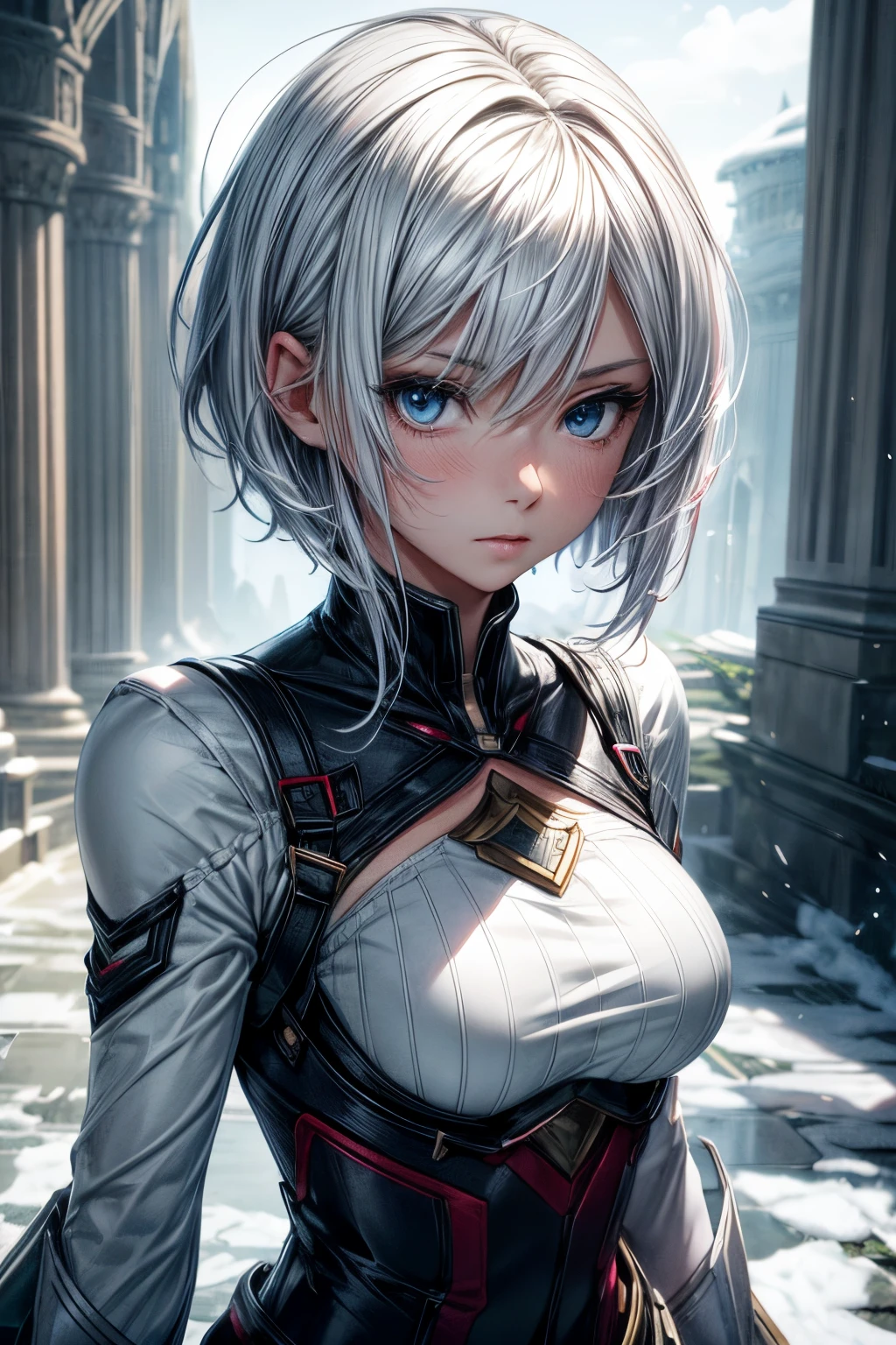 (anime,young woman,solo,short hair,white hair,blue eyes,beautiful,half body portrait,fantasy,ice) (best quality,4k,highres,masterpiece:1.2),ultra-detailed,realistic:1.37,clear focus,professional,vivid colors,physically-based rendering,portraits,lighting:soft)
Be aware of:Please delete the above notes and task descriptions,The generated prompt should be a line of text。