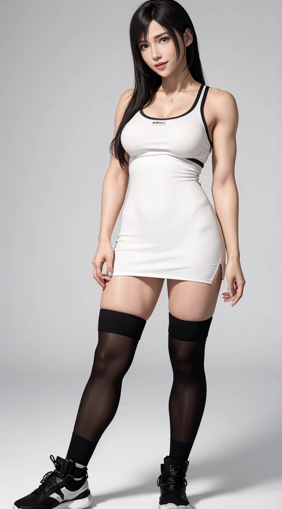 (best quality,ultra-detalhado),(Realistic:1.37),Tifa Lockhart,Rosto bonito e detalhado, smiling expression, Corpo Perfeito, textura ultra realista, rosto delicado, Fit physique
