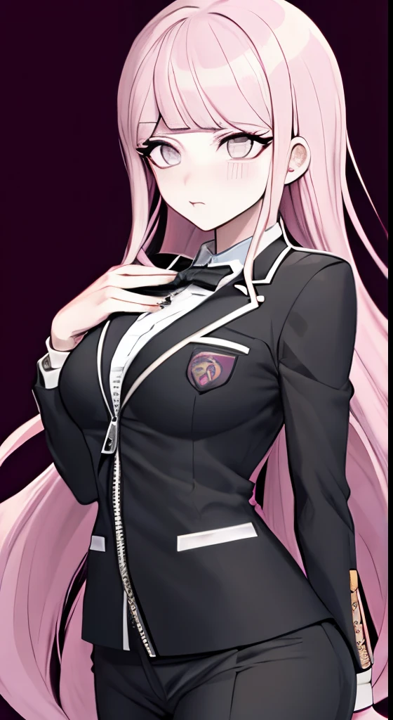 the anime, woman in a suit holding a zipper, akane owari danganronpa, anime moe artstyle, dark academy, gapmoe yandere grimdark, epic anime style, yandere, inspired by Okumura Masanobu, by Jin Homura, digital art from danganronpa, From Cryptid Academia