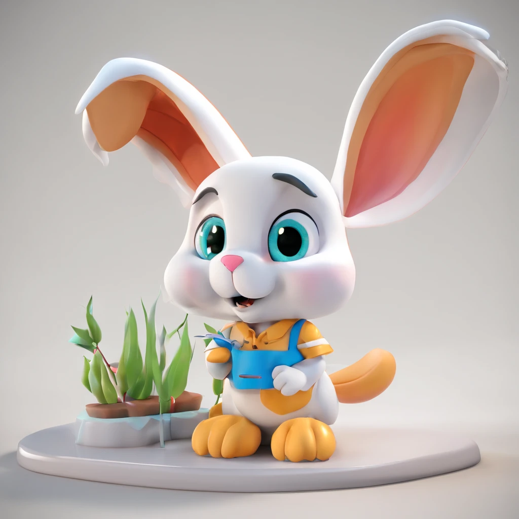1 rabbit，white colors，anthropomorphic styles，Black lines，Take a big bite，cute-style...