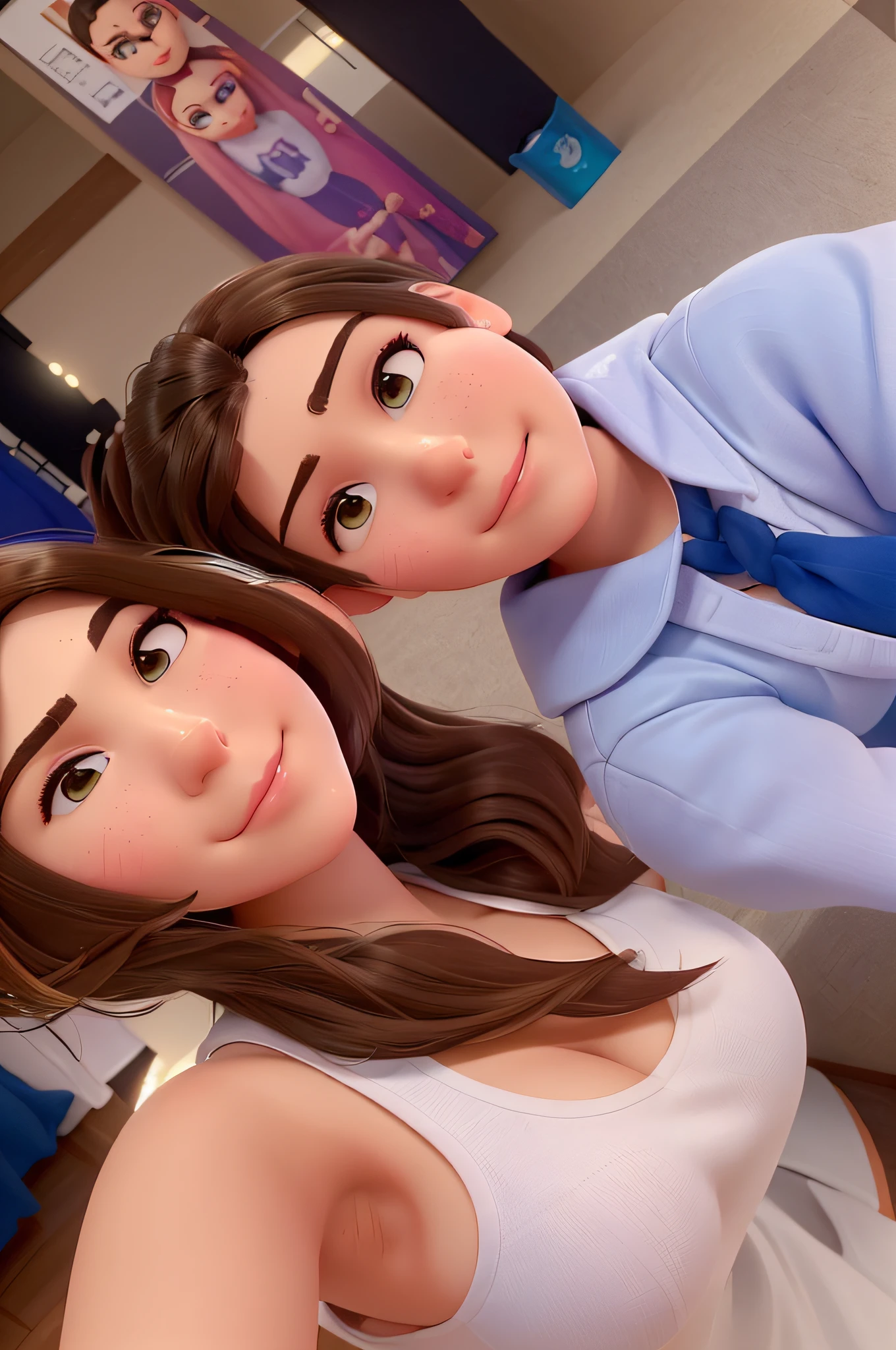 there are two people together in a room with people, Foto de perfil de la foto de cabeza, Foto de perfil, imagen de muy muy muy baja calidad, Charli Bowater y Artgeem, foto de perfil 1024px, 8k selfie photograph, muy tonto, Imagen de perfil, Puesto 4K, 4k post, foto de perfil, foto filtrada, selfie shot straight on angle