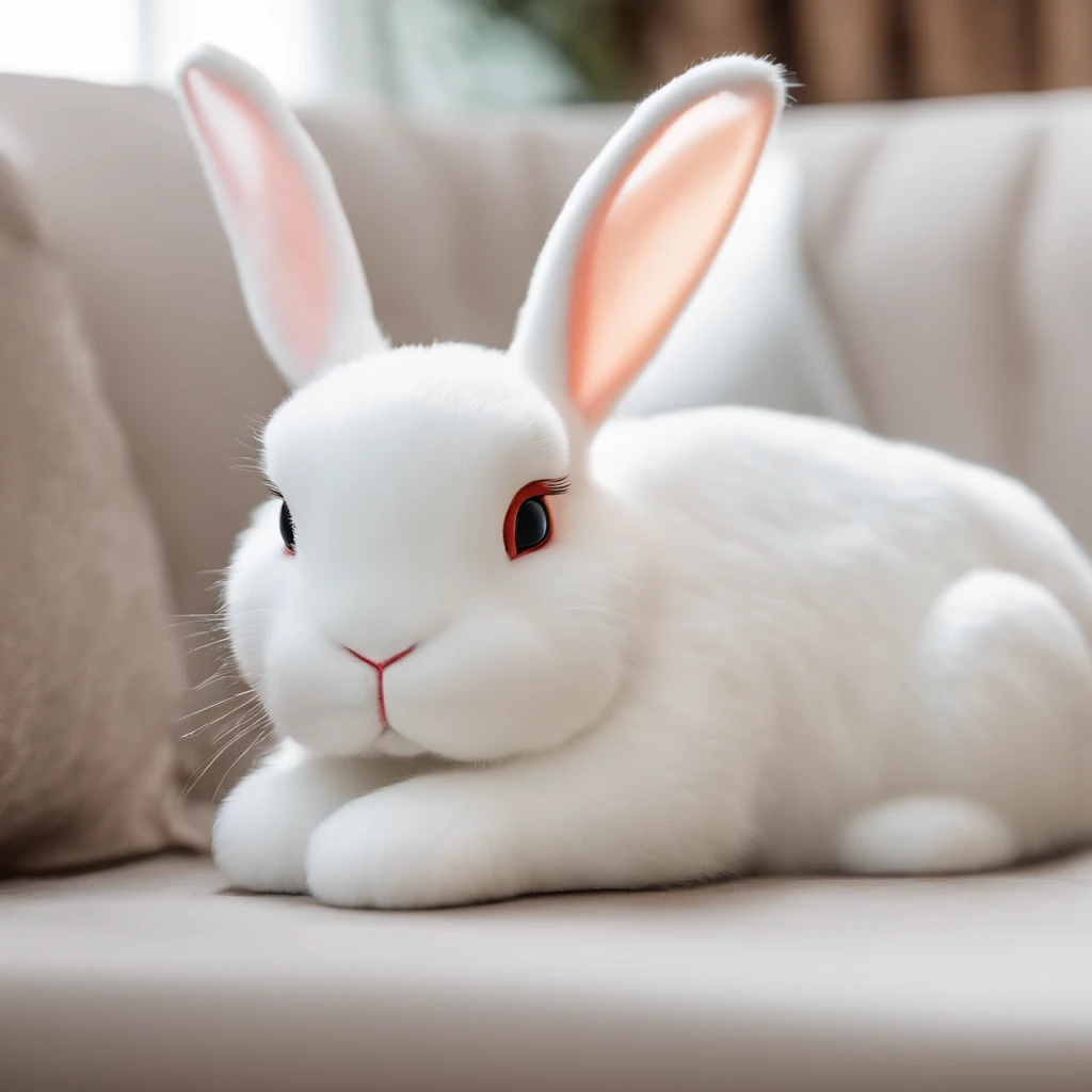 1 pcs,Cartoon Bunny,white colors,Lie on the sofa,Lie down,Expression enjoyment....