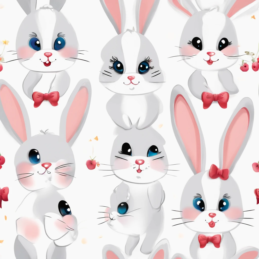 1 pcs，Cartoon Bunny，white colors，Coquettish emoticon pack