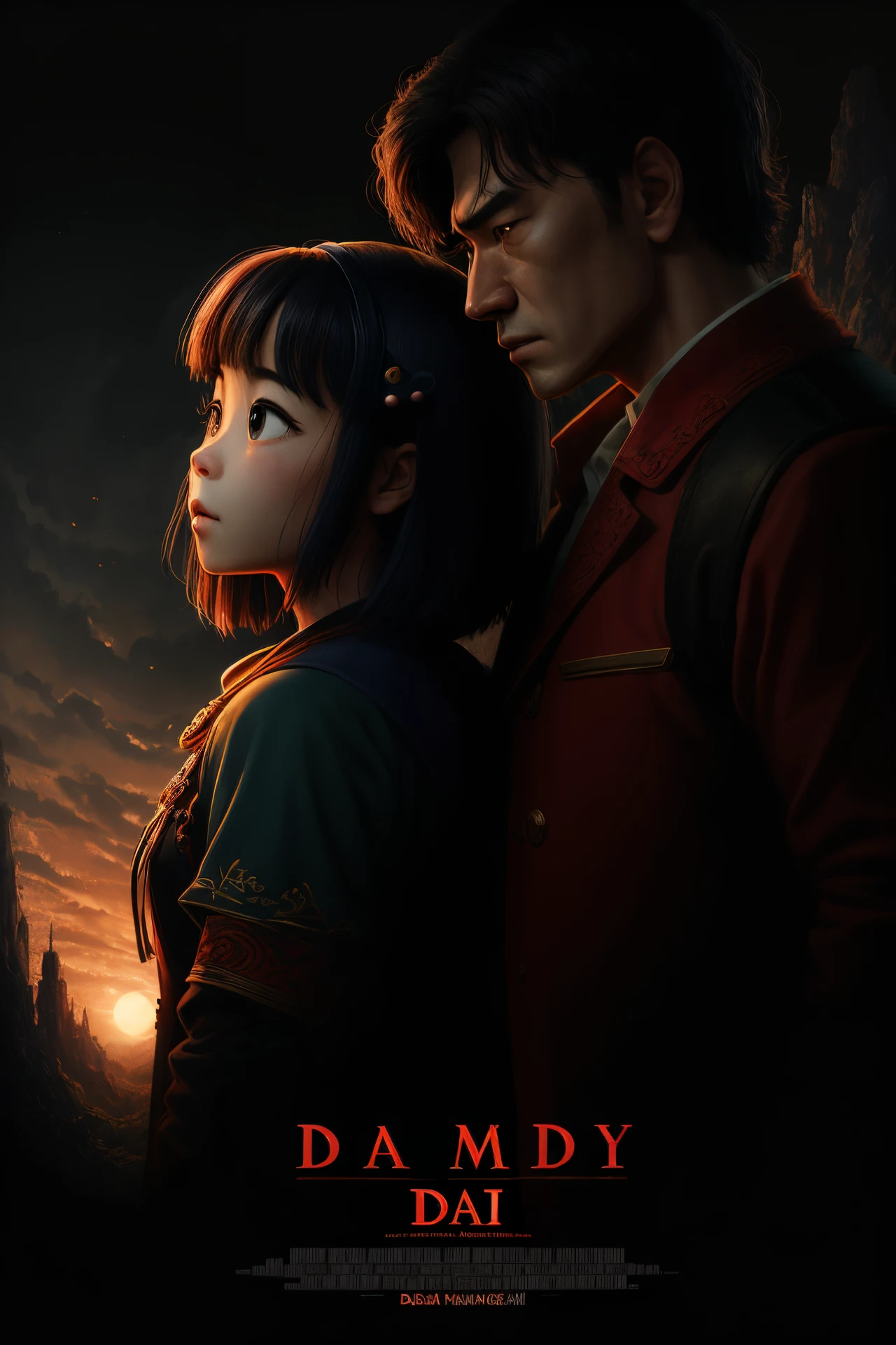 Crie um poster de filme da disney com o nome " Dai dai dai, face is mine" com um personagem de cabelo curto e vesgo