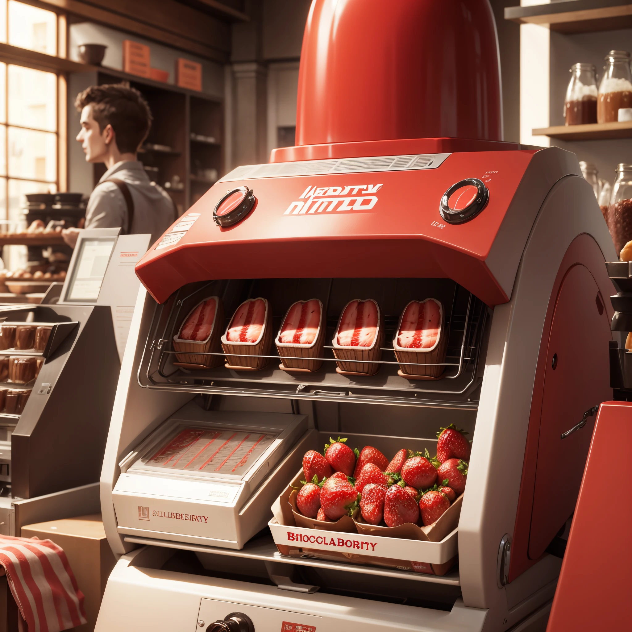 strawberry, chocolate, machine, bistrot