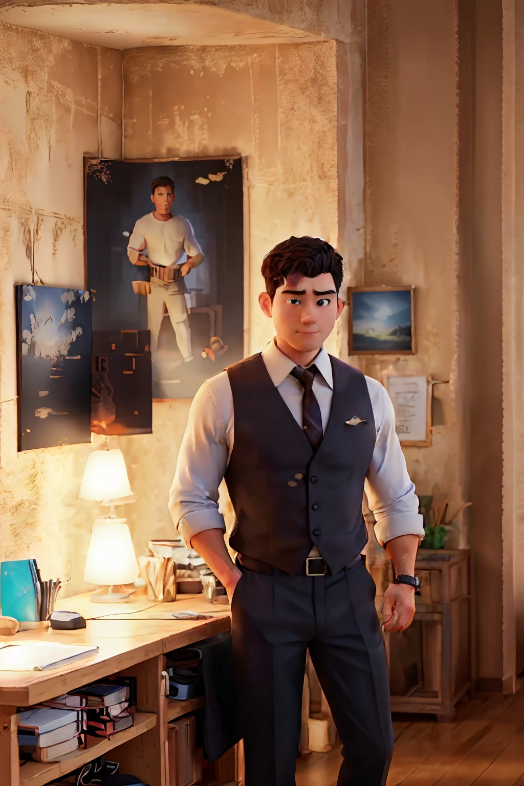 1man, 
a 30 y.o muscular male wearing long-sleeve white shirt and tie, upper body,
 soft lighting, 
masterpiece, best quality, 8k uhd, dslr, film grain, Fujifilm XT3 photorealistic painting art by midjourney and greg rutkowski