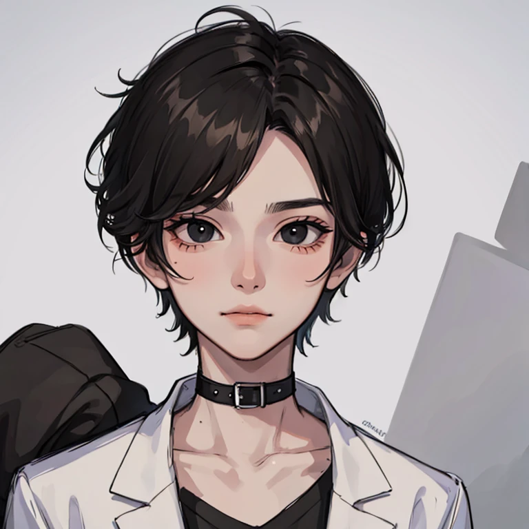 Boy portrait, black hair black eyes,