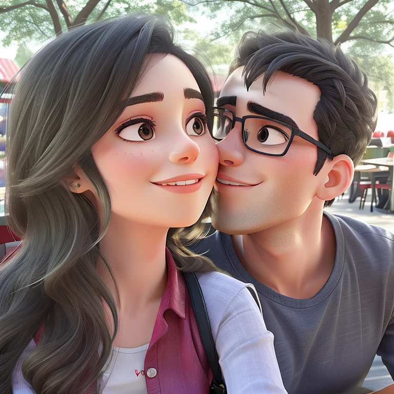 Couple together in a café