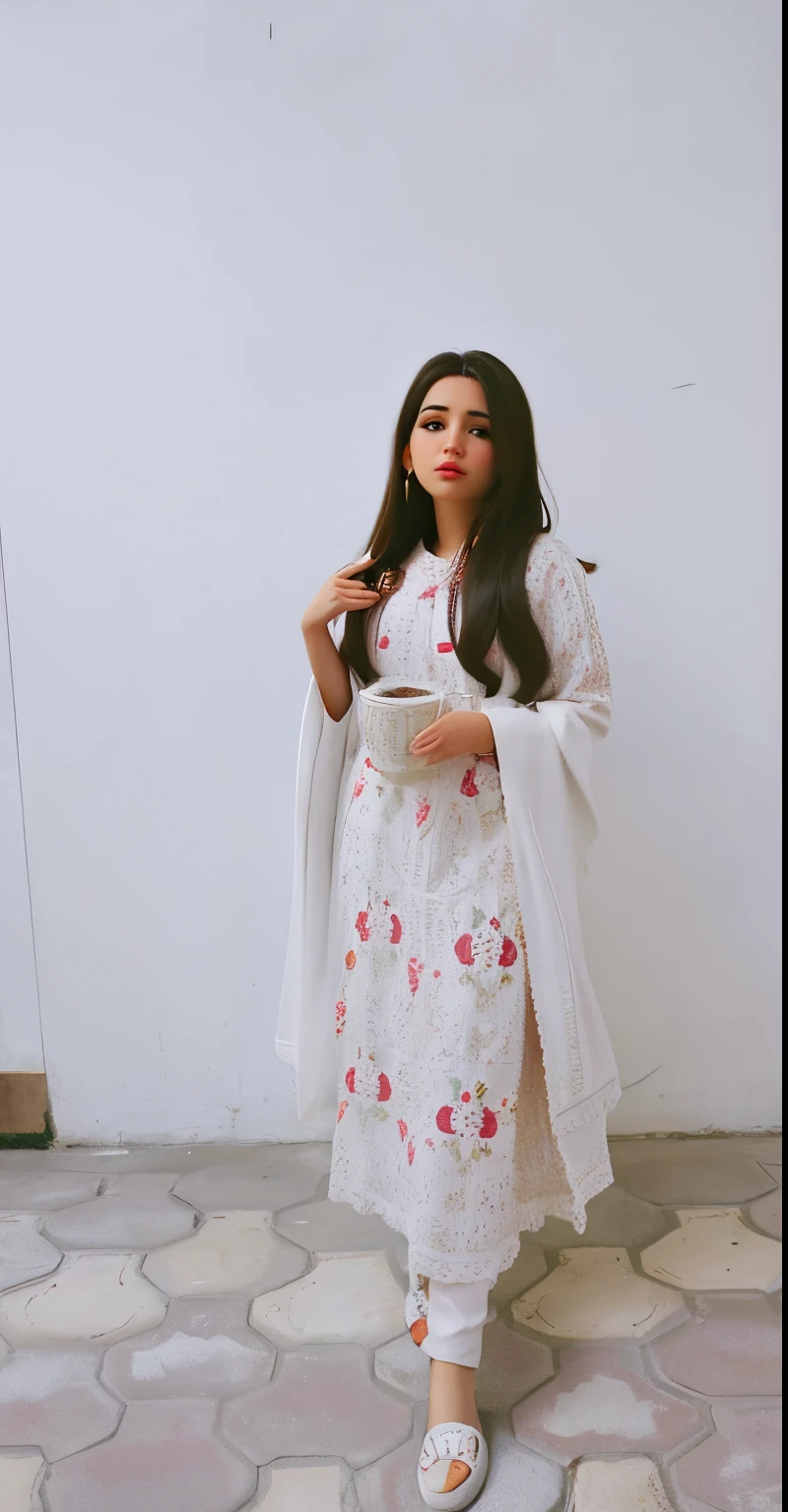 A beautiful girl wearing white colour traditional suit